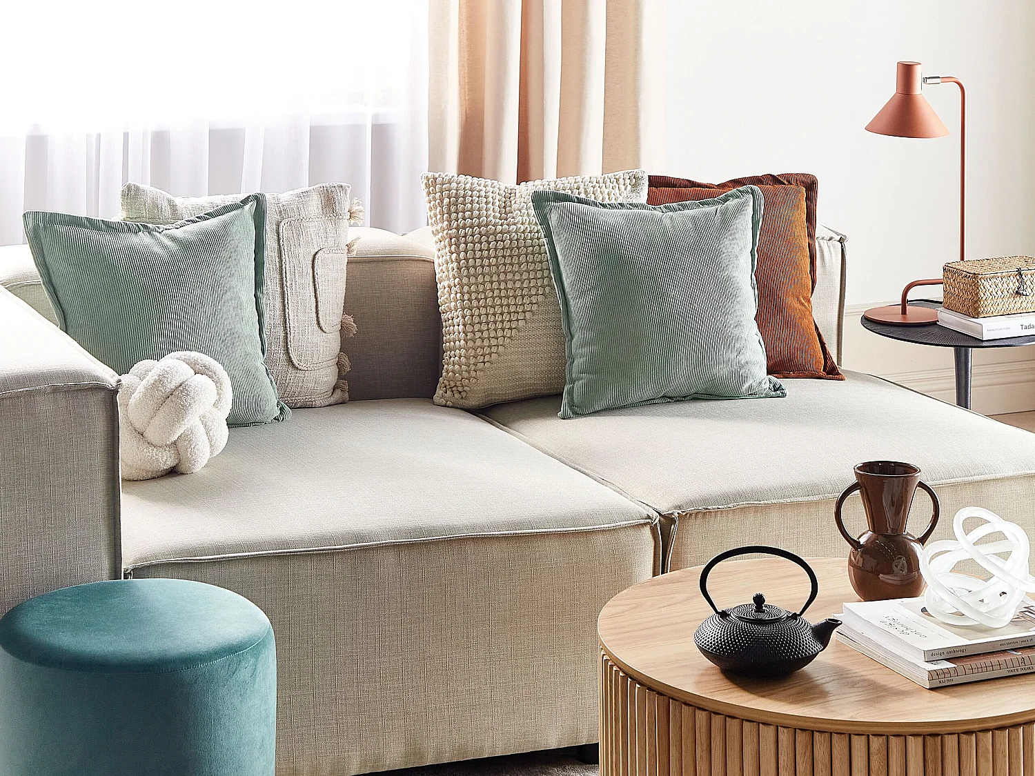 Zestaw 2 poduszek dekoracyjnych ZINNIA Sztruks 43 x 43 cm Jasnozielony Jednolity