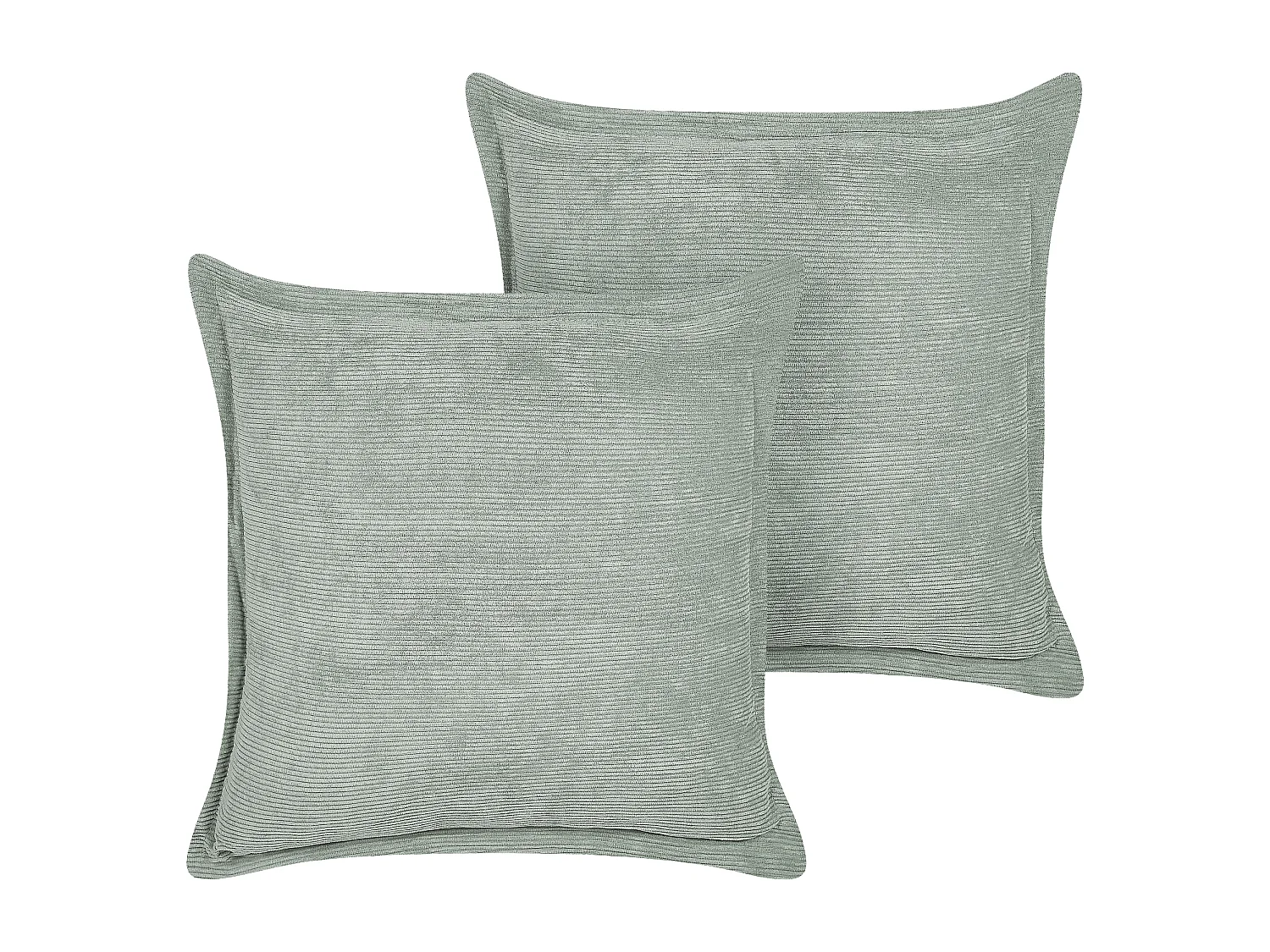 Lot de 2 coussins décoratifs ZINNIA Velours côtelé 43 x 43 cm Vert clair Unicolore