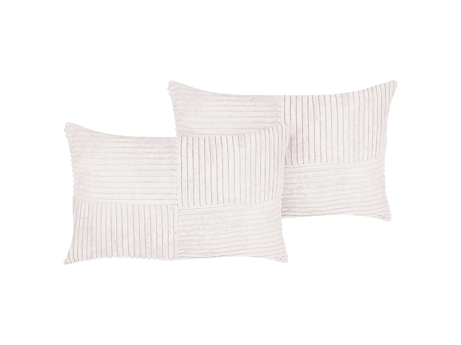 Lot de 2 coussins décoratifs MILLET Velours côtelé 30 x 50 cm Blanc cassé Motif géométrique