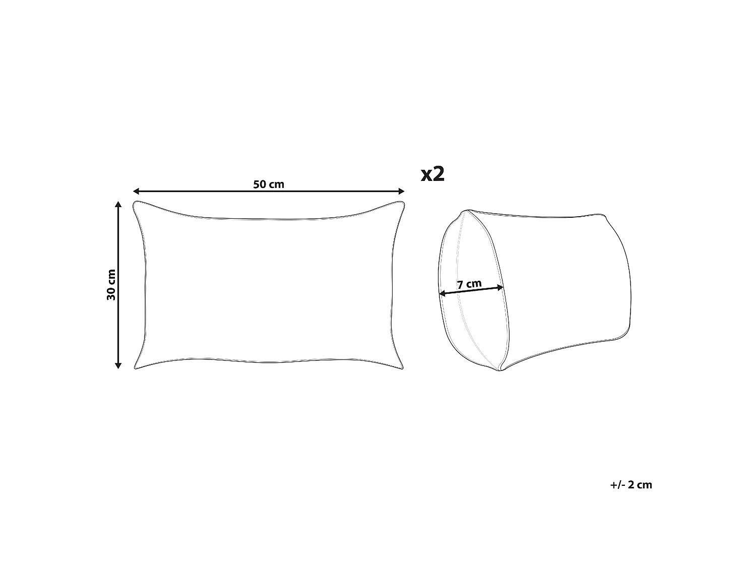 Lot de 2 coussins décoratifs MILLET Velours côtelé 30 x 50 cm Blanc cassé Motif géométrique