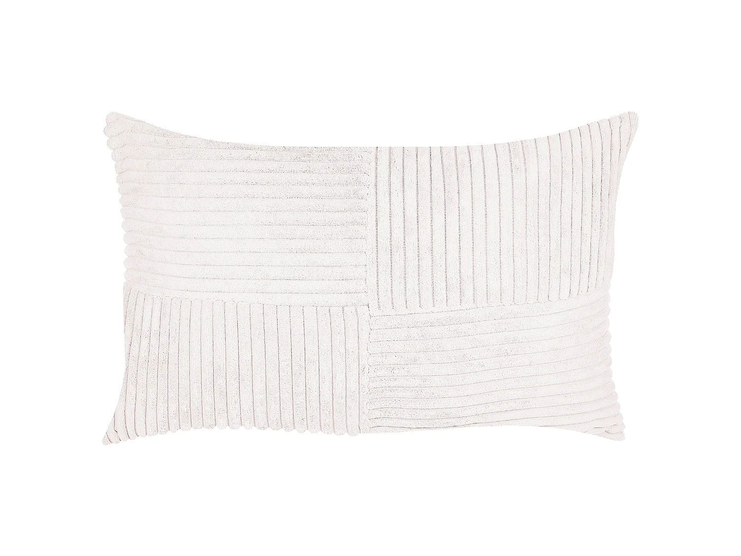 Lot de 2 coussins décoratifs MILLET Velours côtelé 30 x 50 cm Blanc cassé Motif géométrique