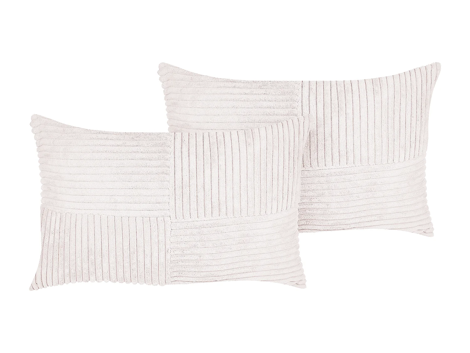 Set van 2 decoratieve kussens MILLET Corduroy 30 x 50 cm Gebroken wit Geometrisch patroon