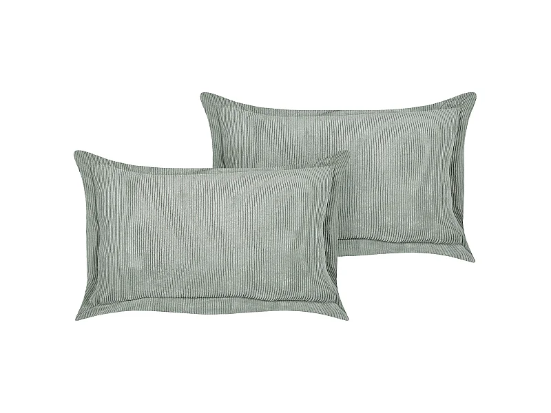 Set aus 2 Cord Kissen Zierkissen 47 x 27 cm Hellgrün Zinnia