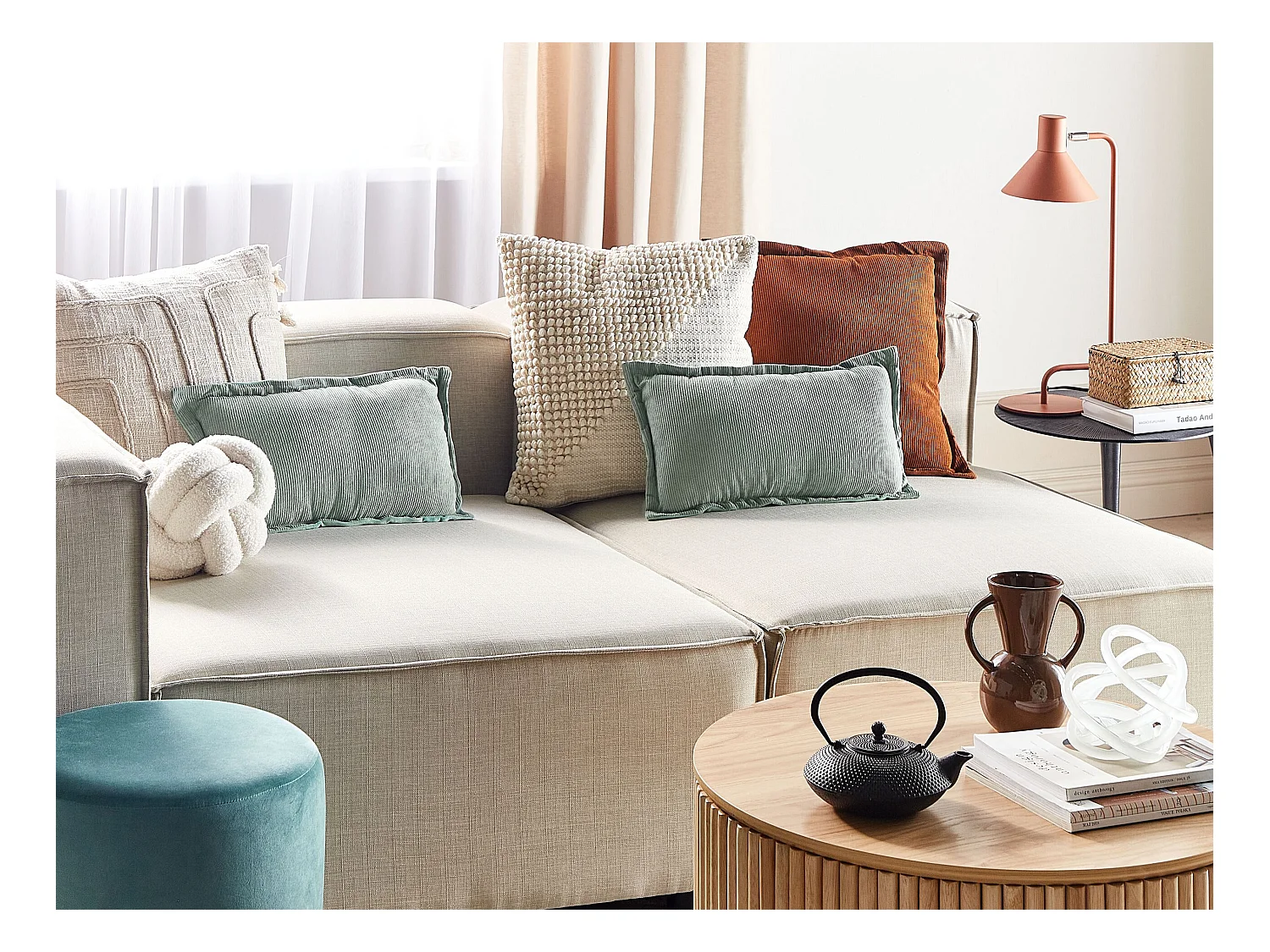 Set van 2 decoratieve kussens ZINNIA Corduroy 47 x 27 cm Lichtgroen Effen