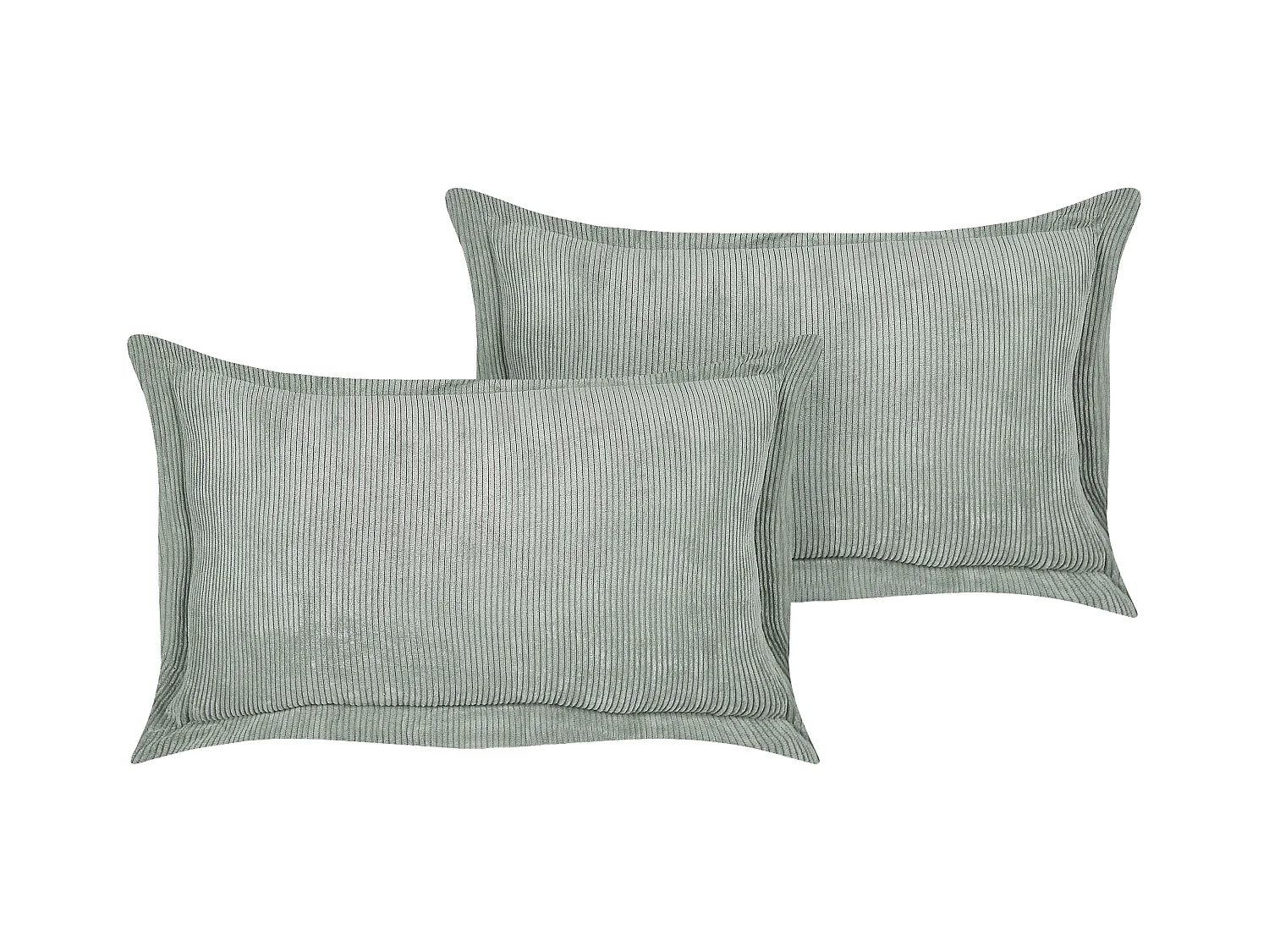 Lot de 2 coussins décoratifs ZINNIA Velours côtelé 47 x 27 cm Vert clair Unicolore