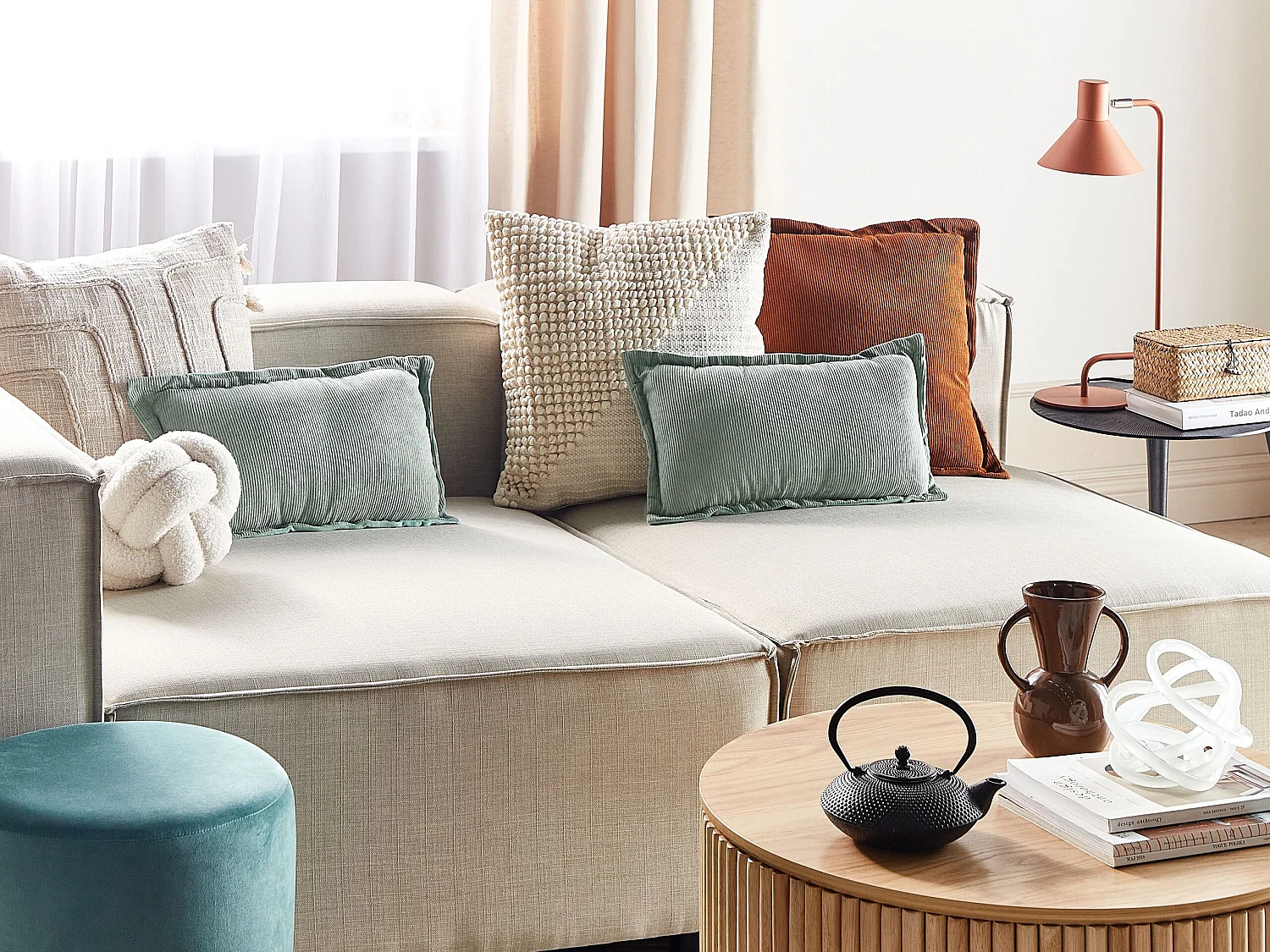 Set van 2 decoratieve kussens ZINNIA Corduroy 47 x 27 cm Lichtgroen Effen