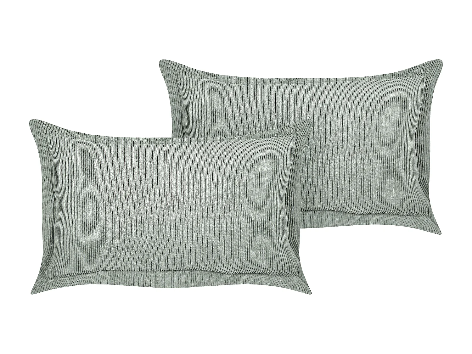Lot de 2 coussins décoratifs ZINNIA Velours côtelé 47 x 27 cm Vert clair Unicolore