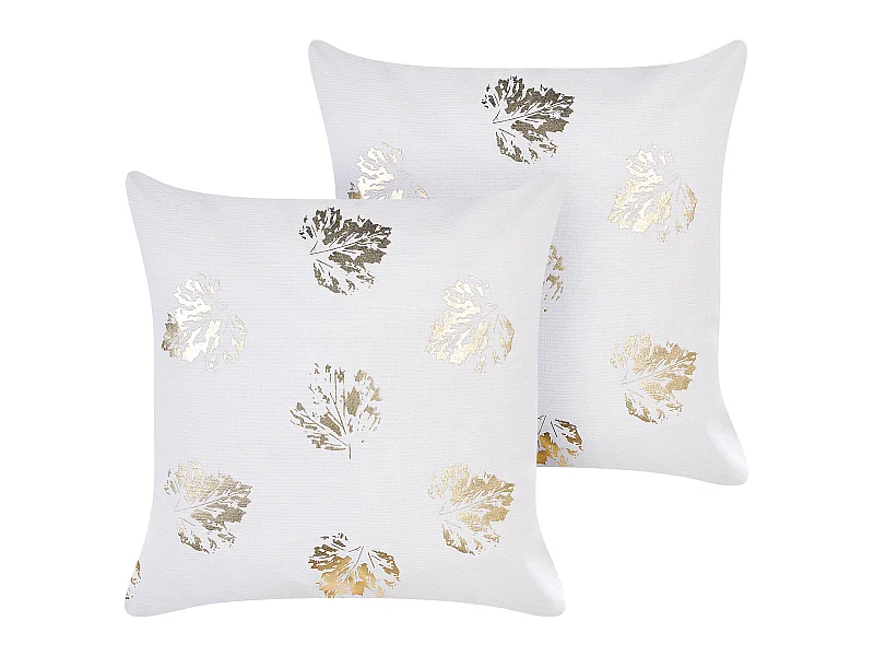 Lot de 2 coussins décoratifs GOLDENROD Velours 45 x 45 cm Blanc Motif de plante