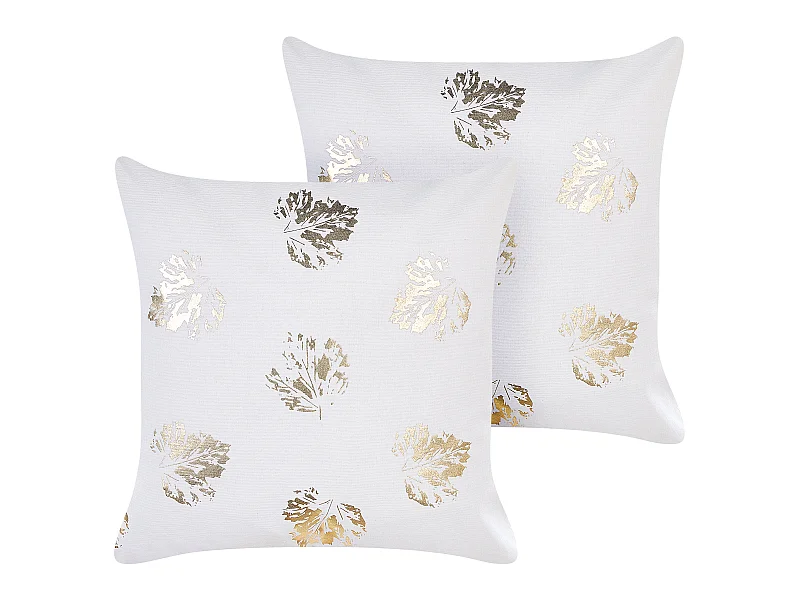 Lot de 2 coussins décoratifs GOLDENROD Velours 45 x 45 cm Blanc Motif de plante