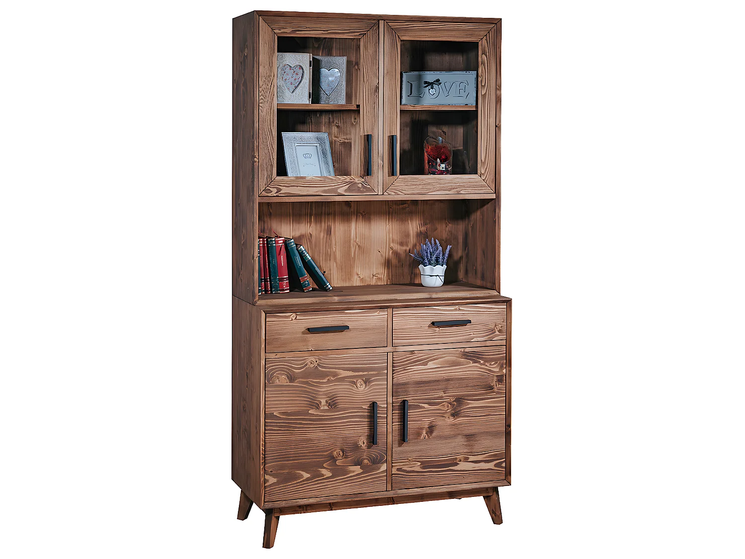 Nostalgie 4-deurs buffetkast met 2 laden - Hout