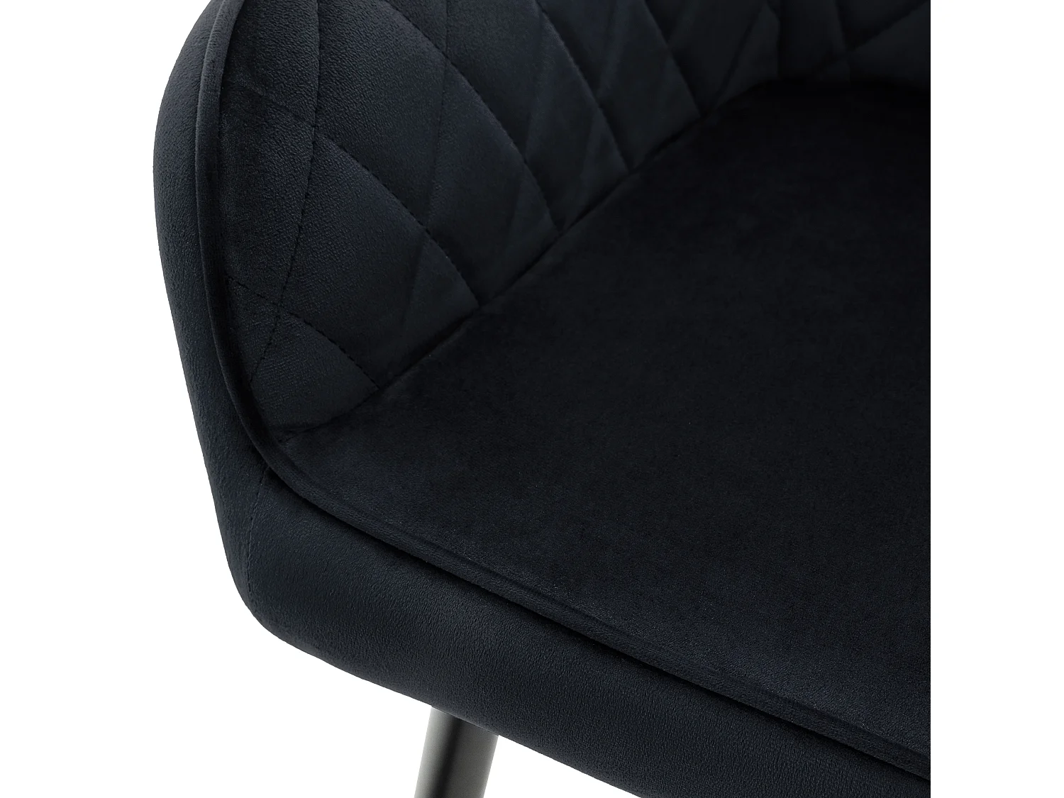 Set di 4 sedie per sala da pranzo in velluto nero gambe in acciaio imbottite ML-Design