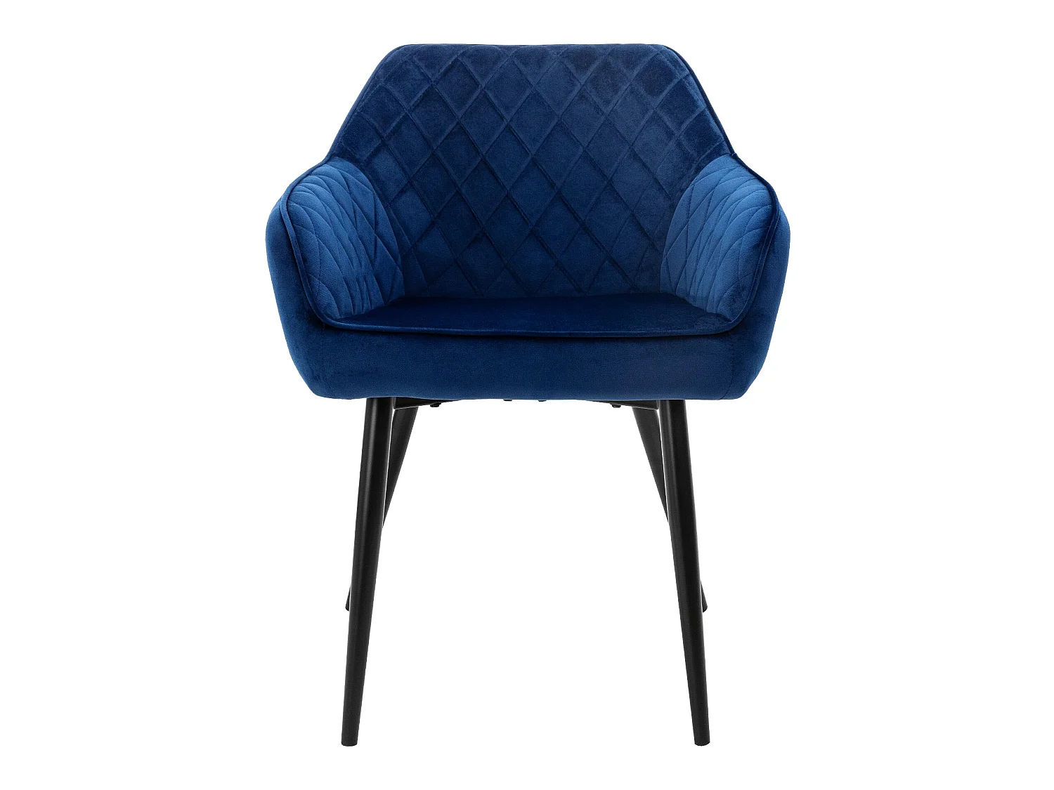 Conjunto de 4 sillas de comedor terciopelo azul oscuro patas acero acolchado ML-Design