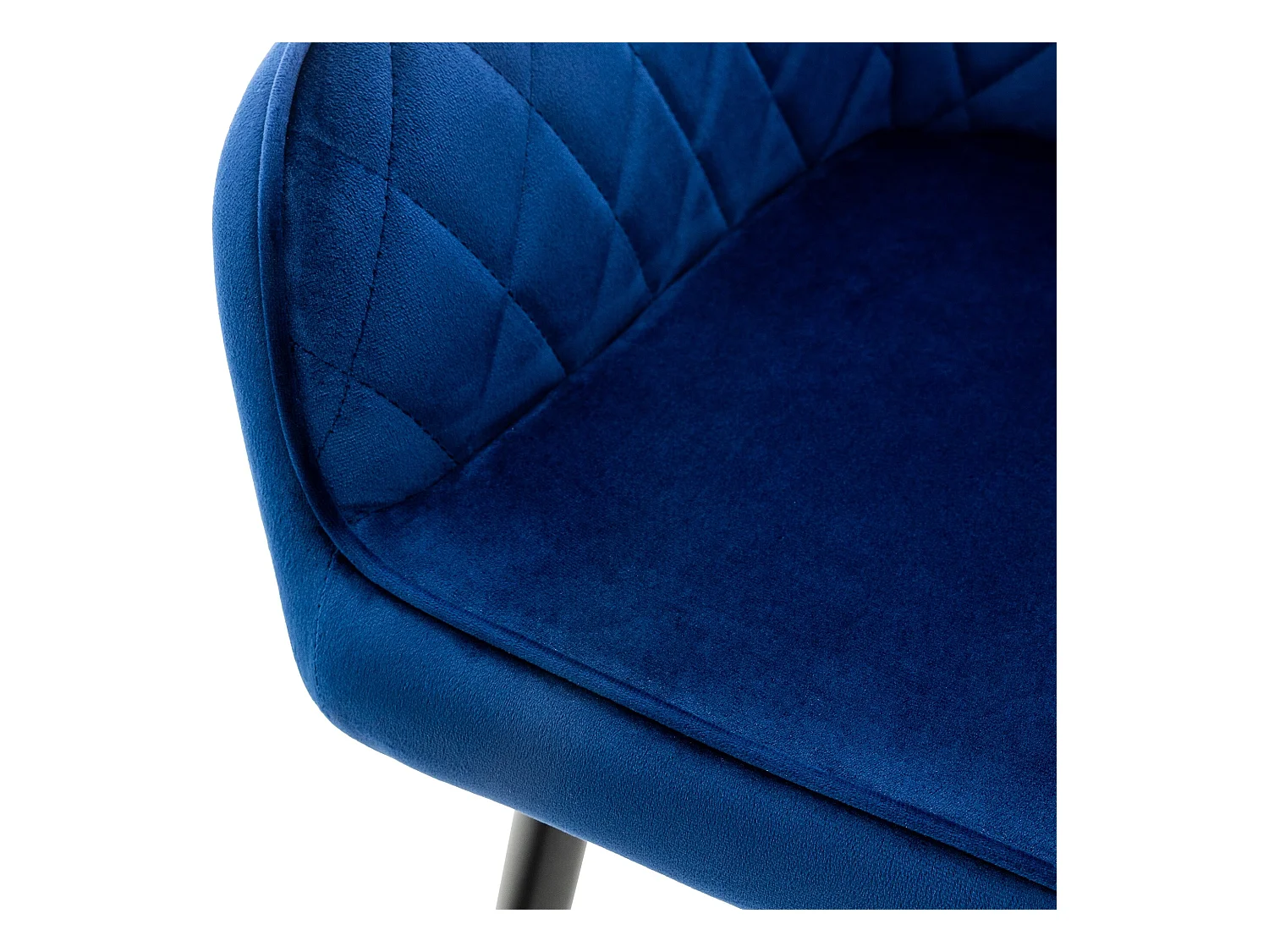 Conjunto de 4 sillas de comedor terciopelo azul oscuro patas acero acolchado ML-Design