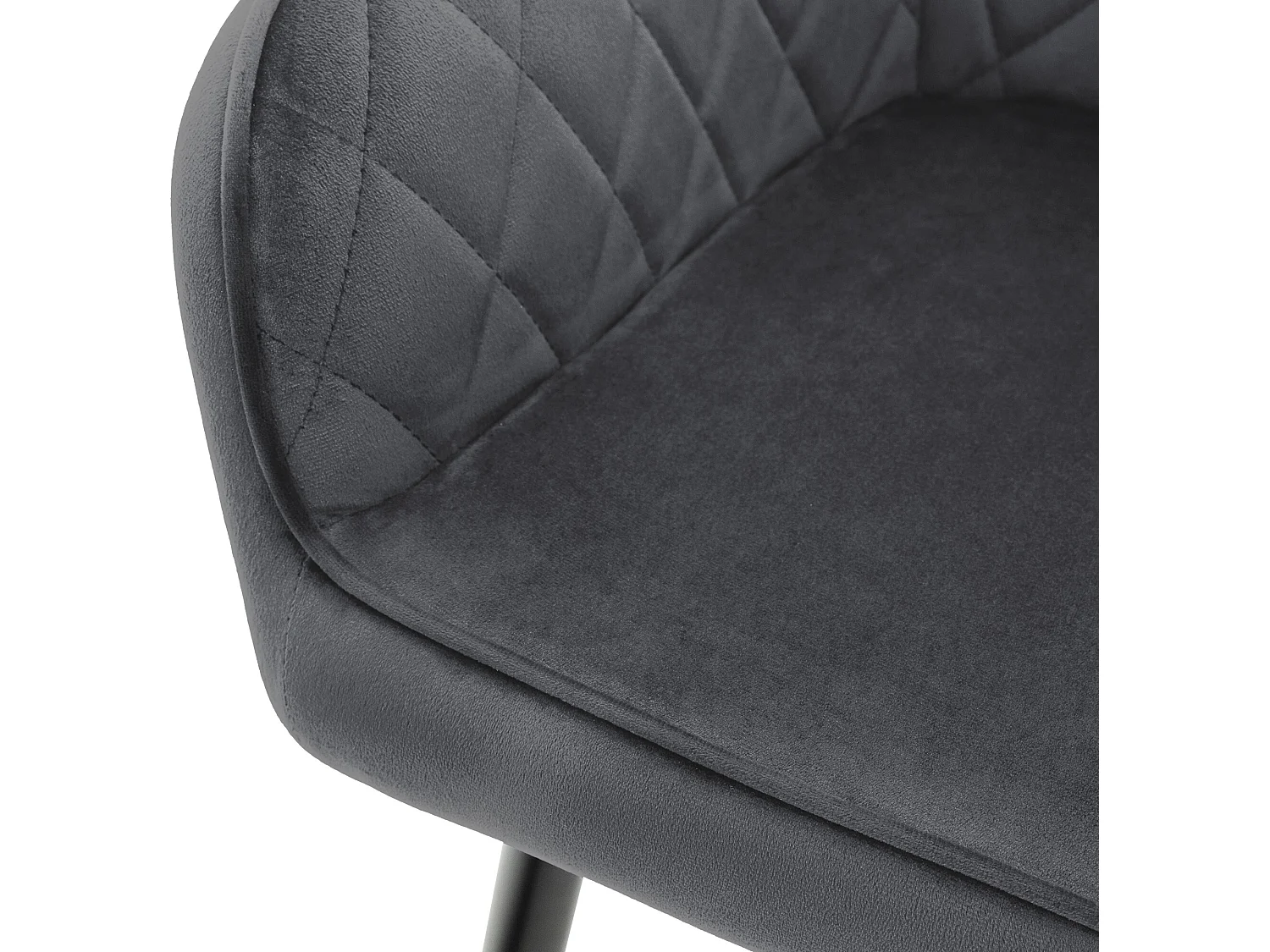 Lot de 4 chaises salle à manger en velours anthracite rembourrée pieds en acier ML-Design