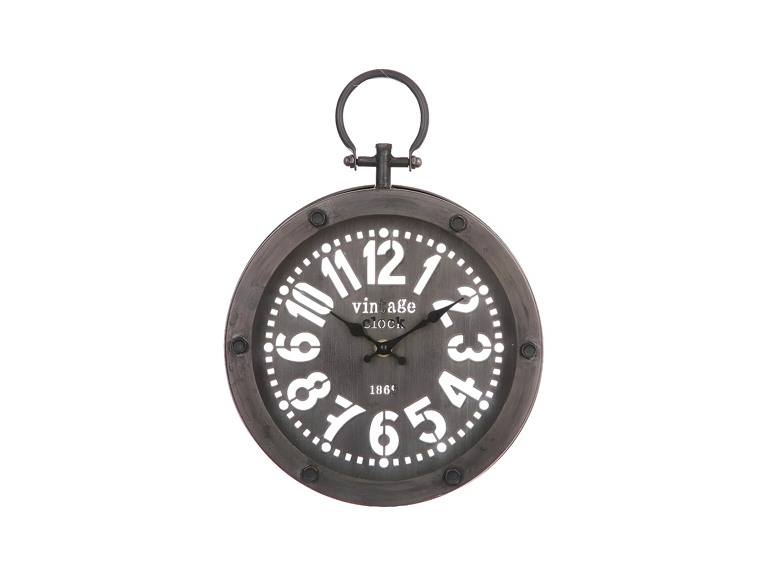 Pendule Rétro en Métal "Gousset" 24cm Noir & Blanc