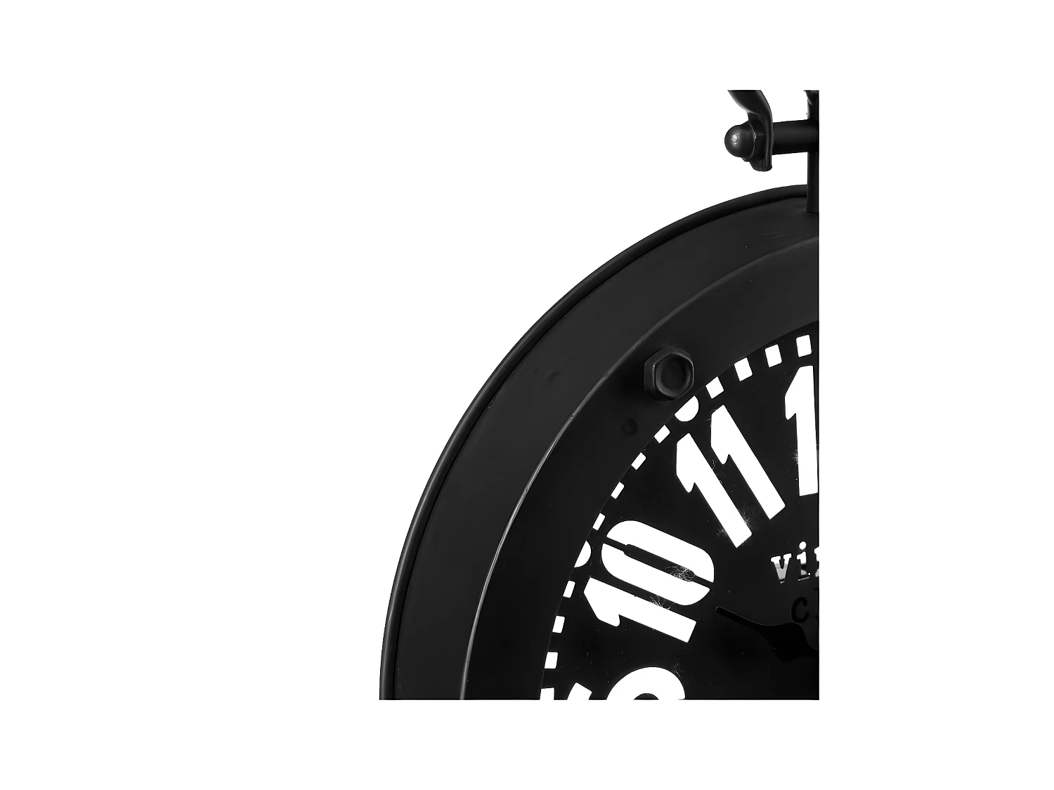 Pendule Rétro en Métal "Gousset" 24cm Noir & Blanc