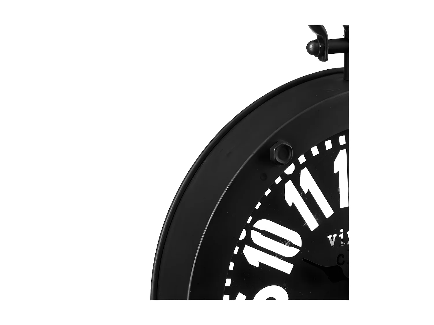 Pendule Rétro en Métal "Gousset" 24cm Noir & Blanc