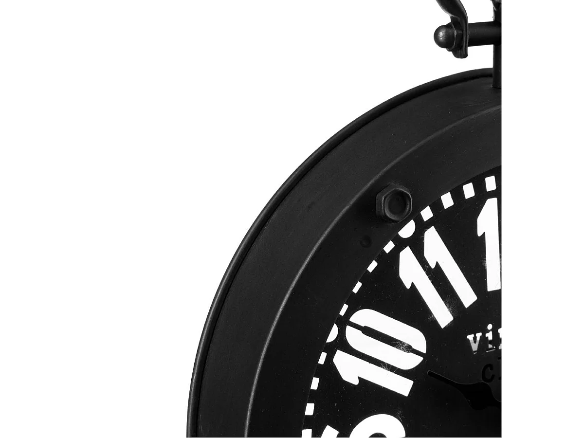 Pendule Rétro en Métal "Gousset" 24cm Noir & Blanc