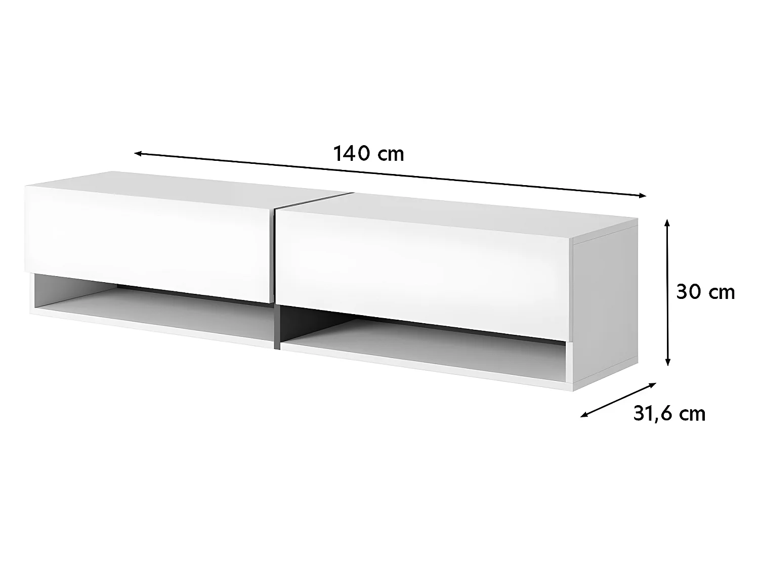 Meuble TV 140 cm - en marbre noir avec insert doré - BISIRA