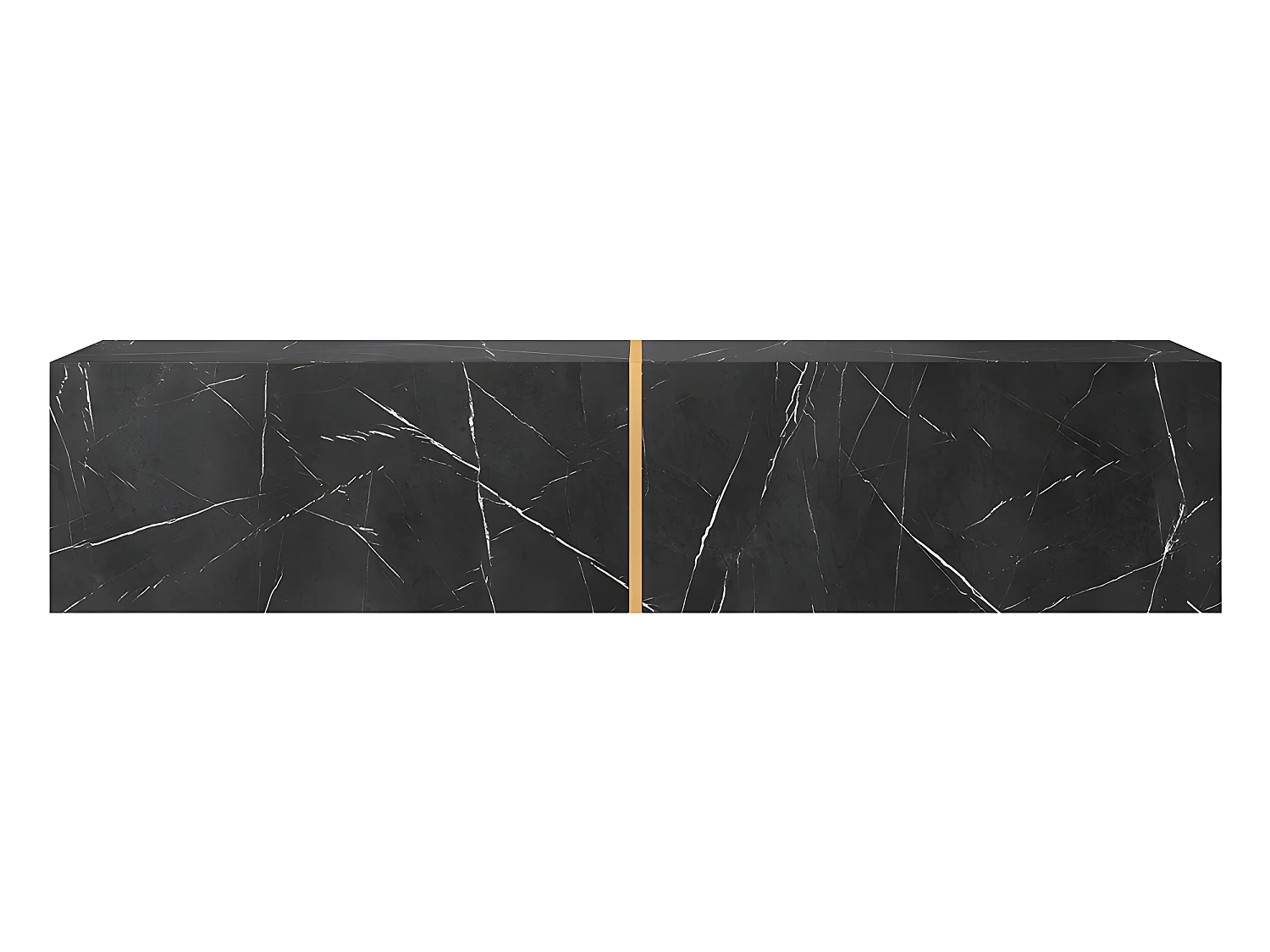 Meuble TV 140 cm - en marbre noir avec insert doré - BISIRA