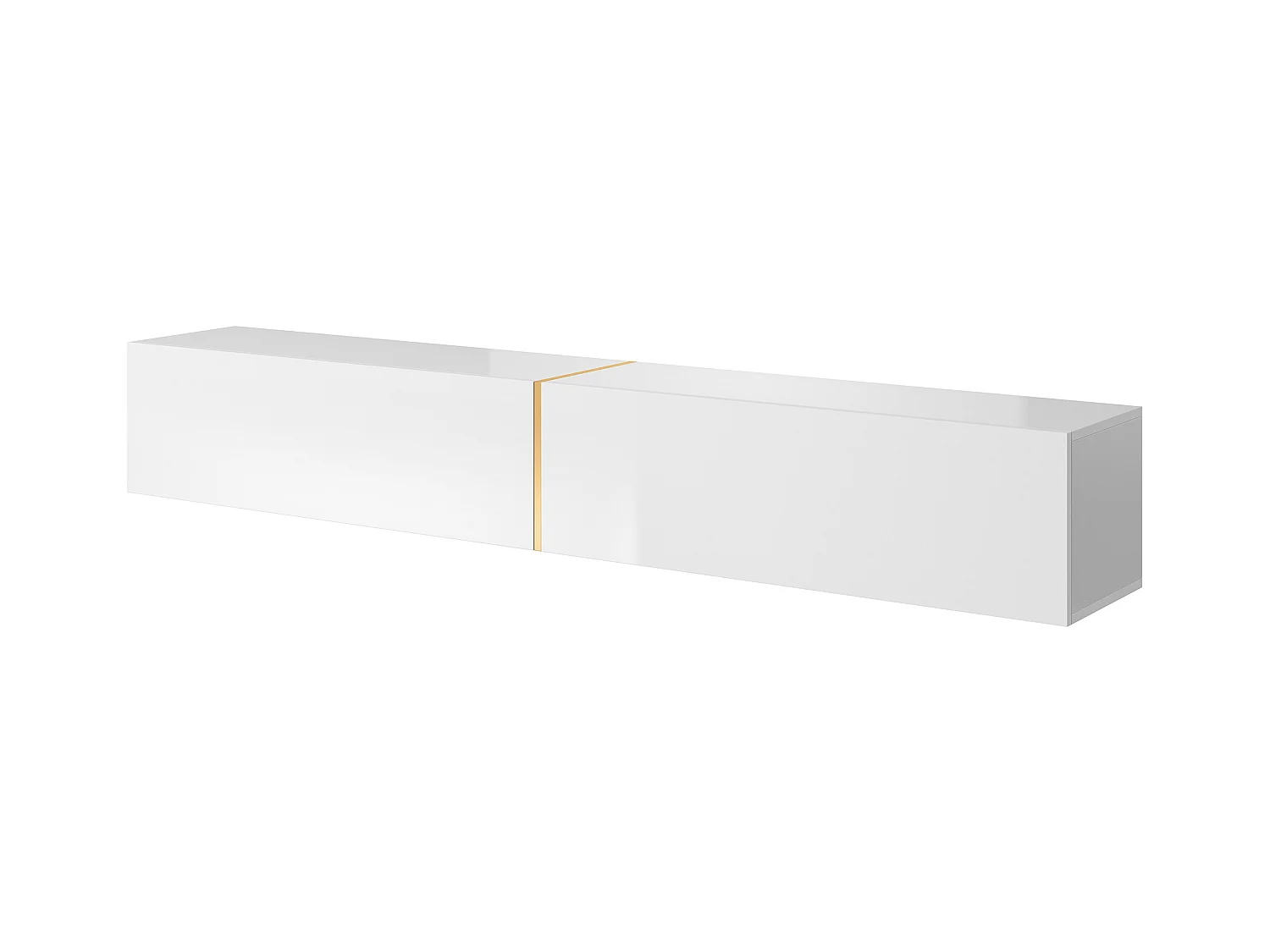 Meuble TV 200 cm - blanc avec insert doré - BISIRA