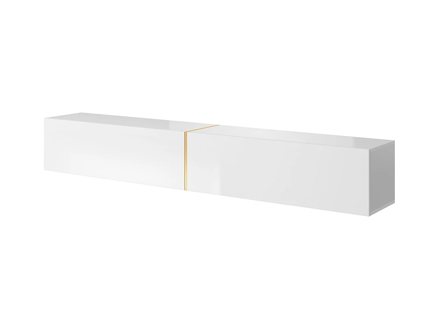Meuble TV 200 cm - blanc avec insert doré - BISIRA