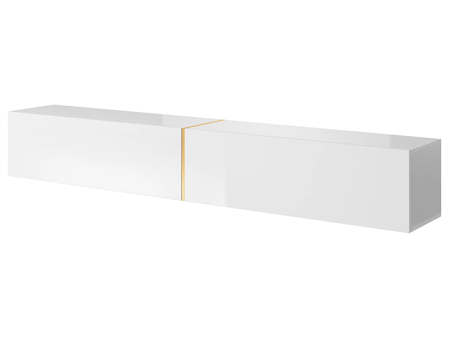 Meuble TV 200 cm - blanc avec insert doré - BISIRA