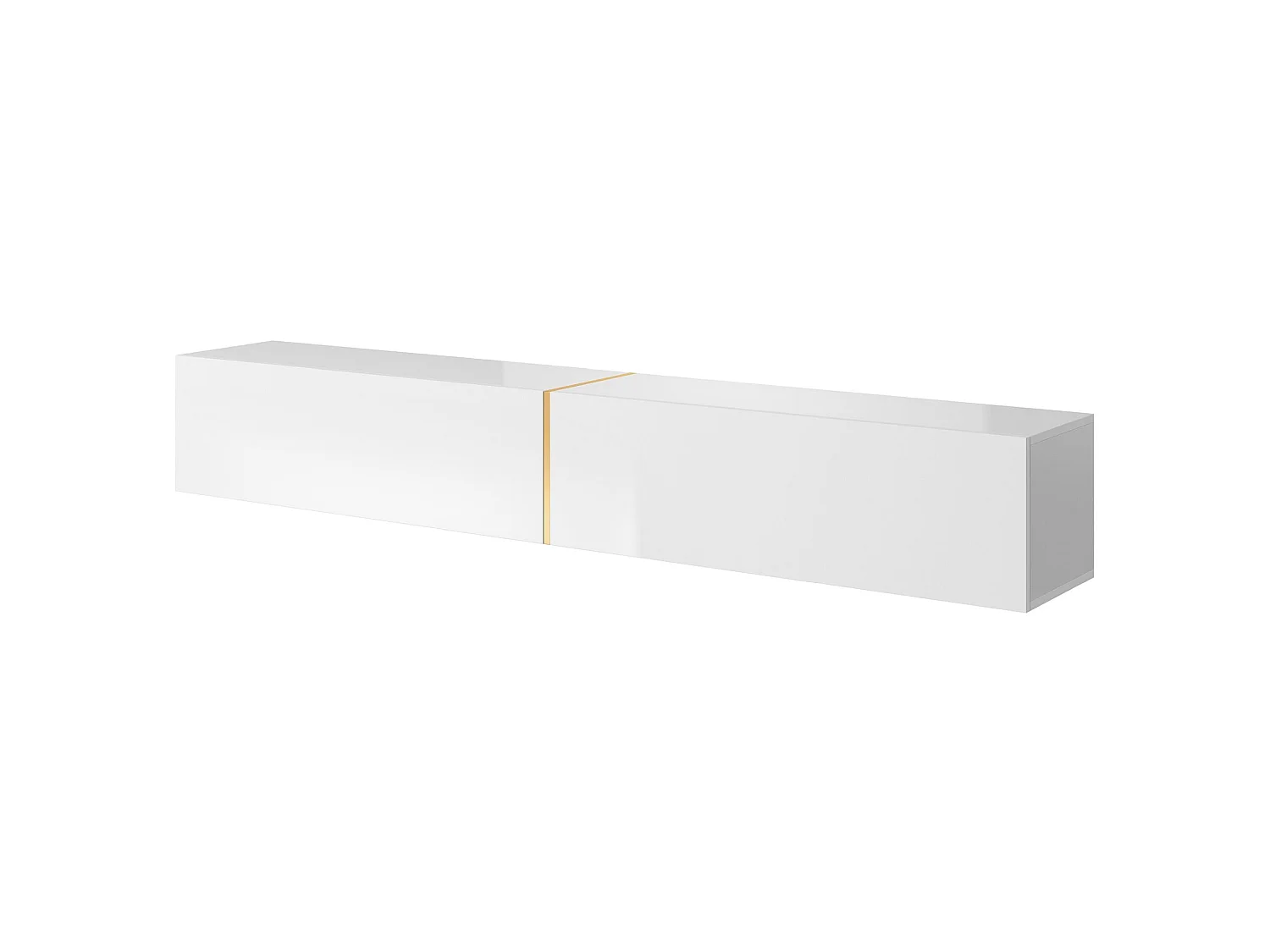Meuble TV 200 cm - blanc avec insert doré - BISIRA