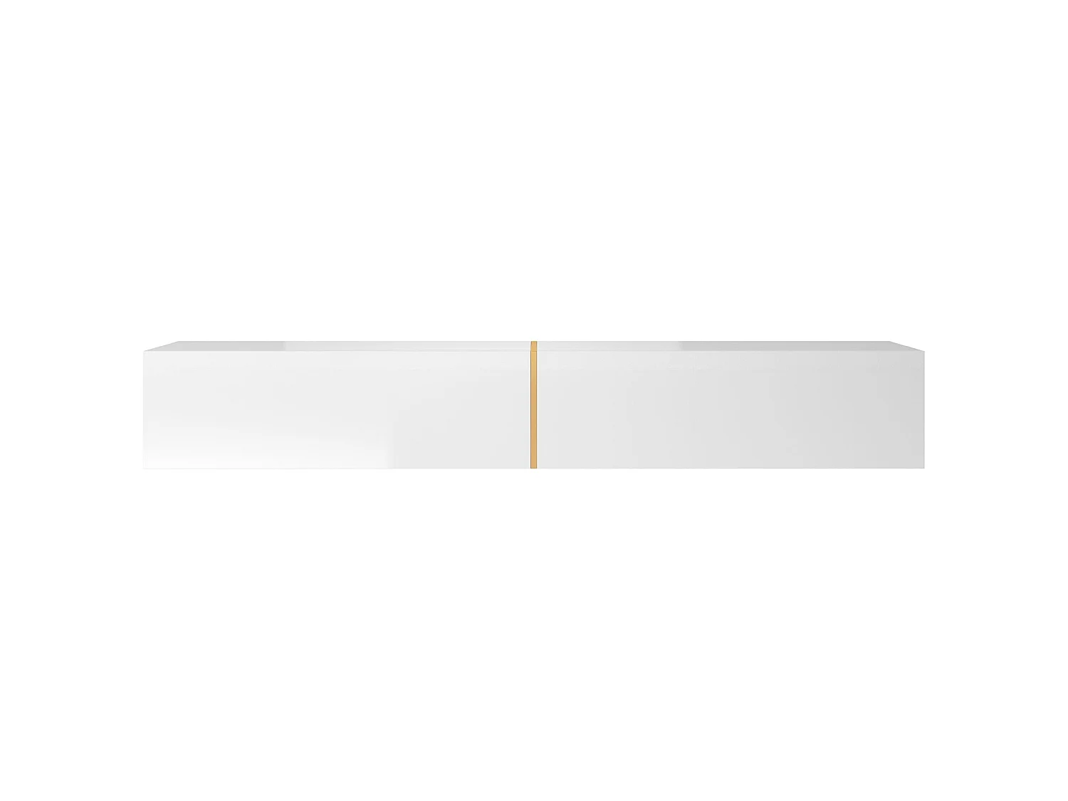 Meuble TV 200 cm - blanc avec insert doré - BISIRA