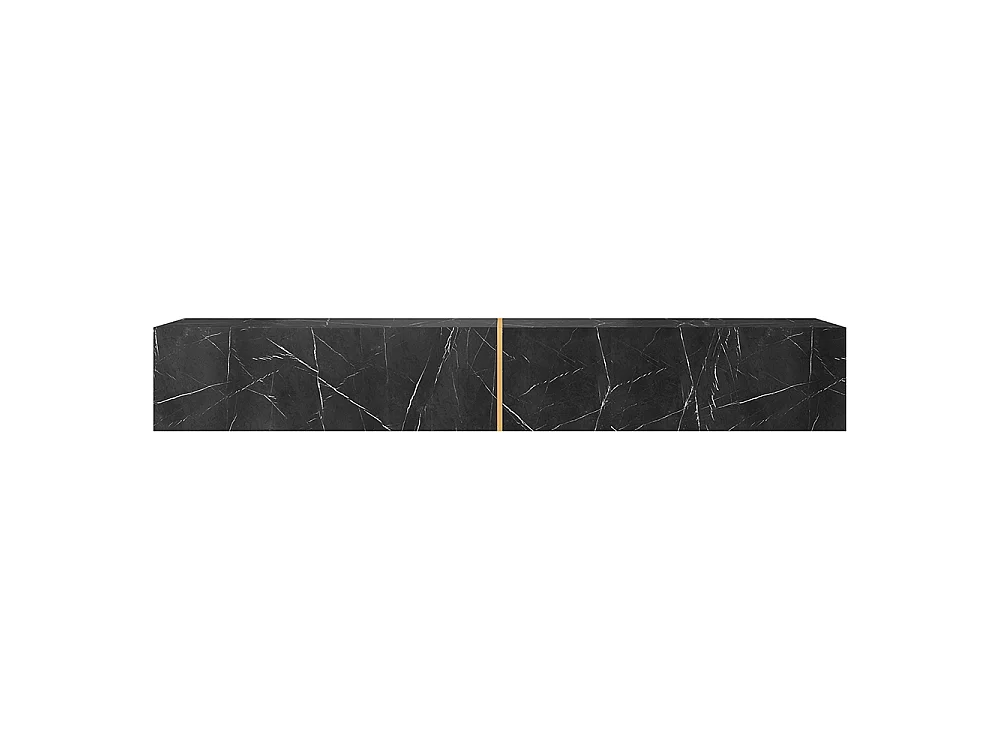 Meuble TV 200 cm - en marbre noir avec insert doré - BISIRA