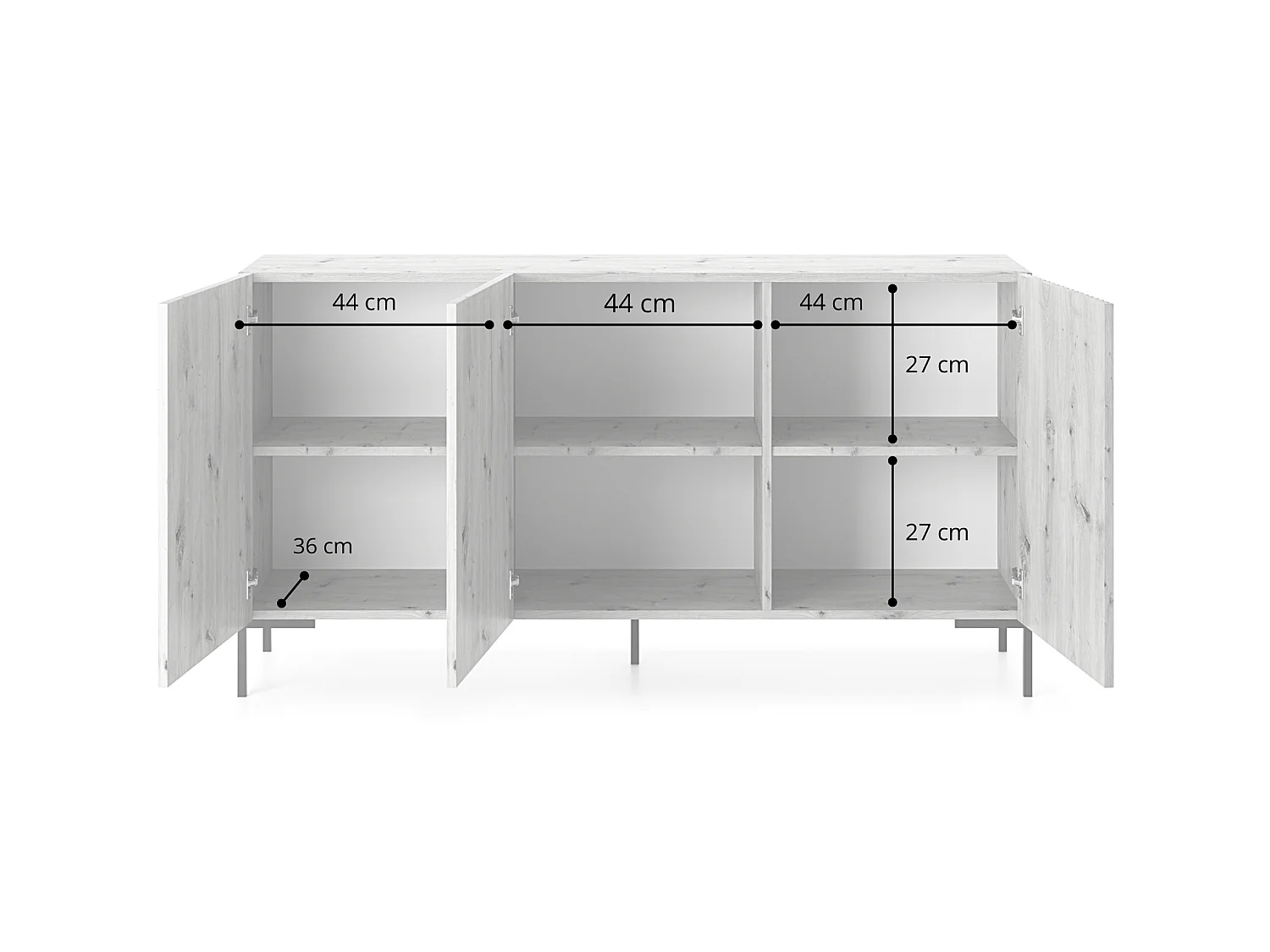Commode à trois portes - 140 cm - taupe (gris-beige) -LAMMELO