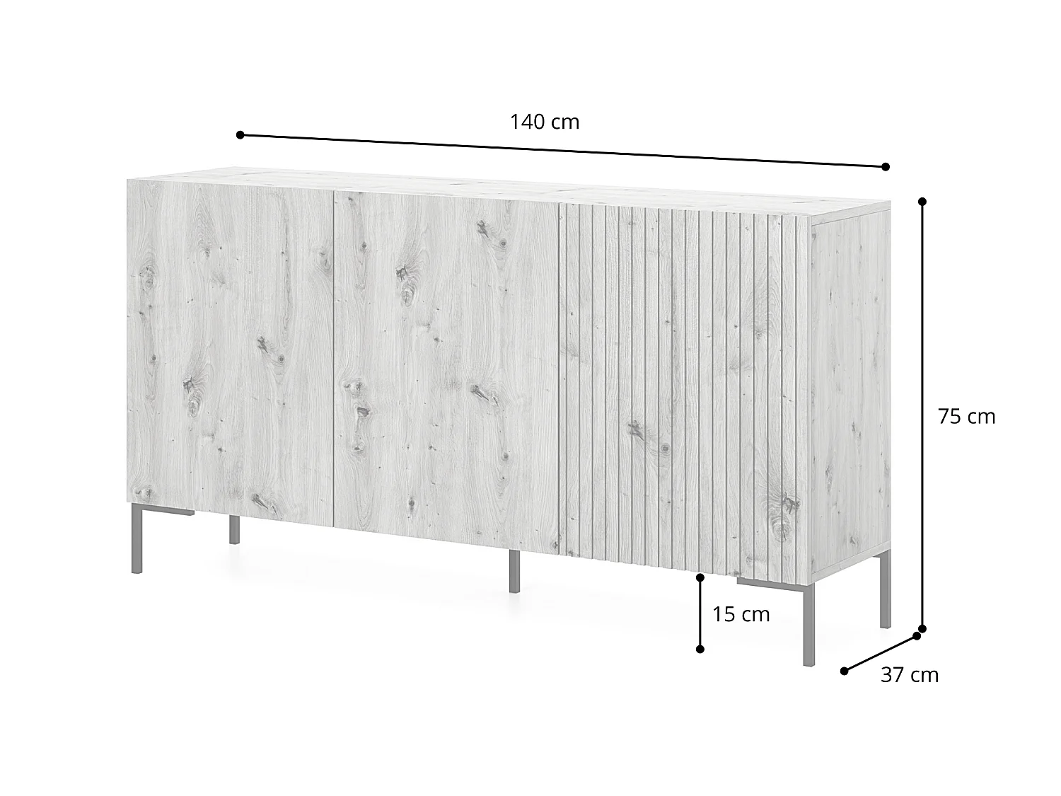 Commode à trois portes - 140 cm - taupe (gris-beige) -LAMMELO