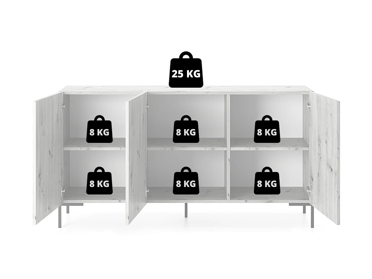 Commode à trois portes - 140 cm - taupe (gris-beige) -LAMMELO