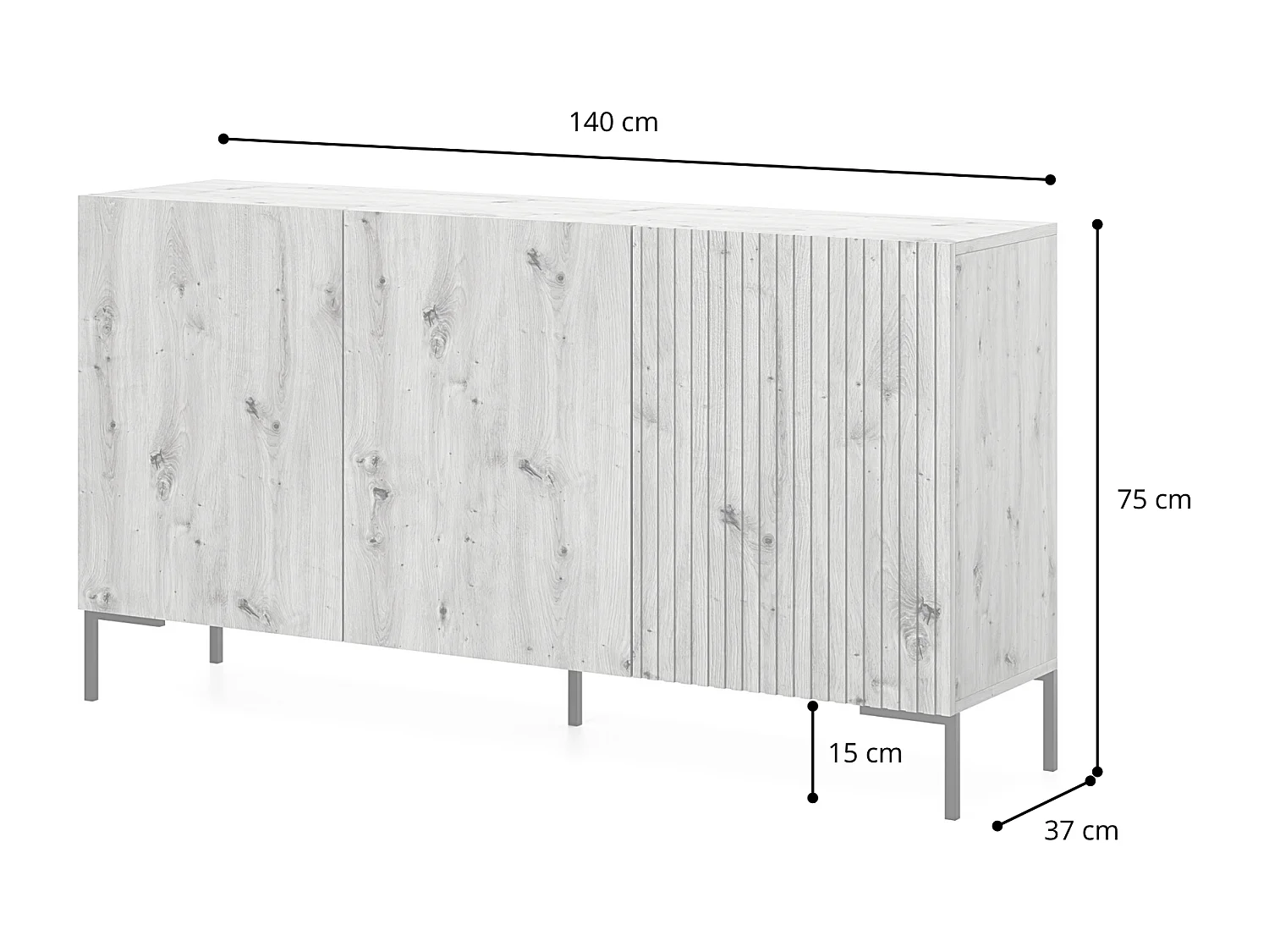 Commode à trois portes - 140 cm - taupe (gris-beige) -LAMMELO