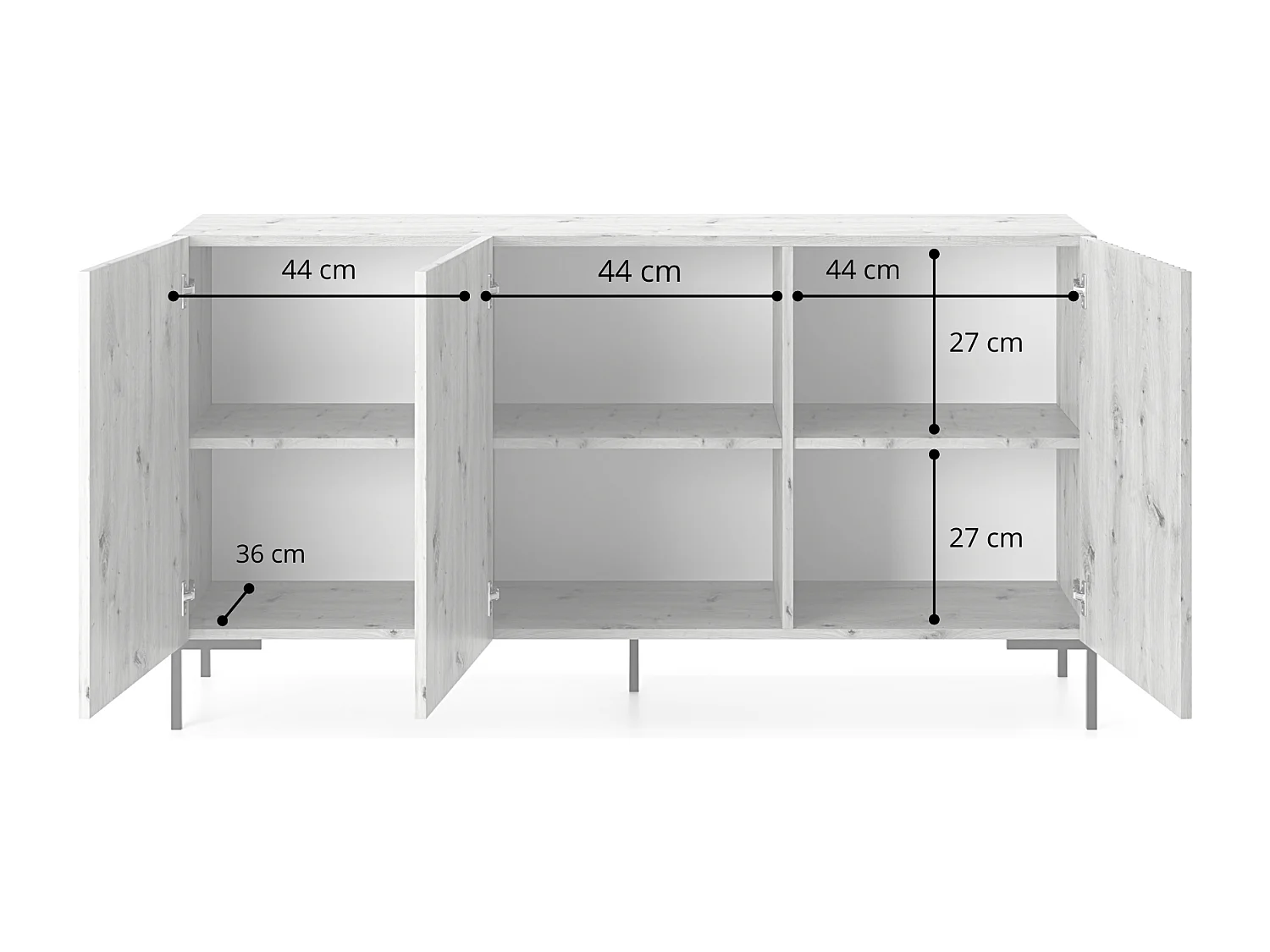 Commode à trois portes - 140 cm - taupe (gris-beige) -LAMMELO