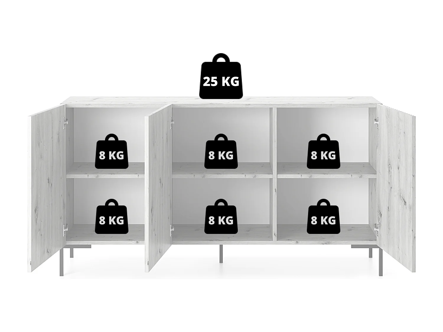 Commode à trois portes - 140 cm - taupe (gris-beige) -LAMMELO