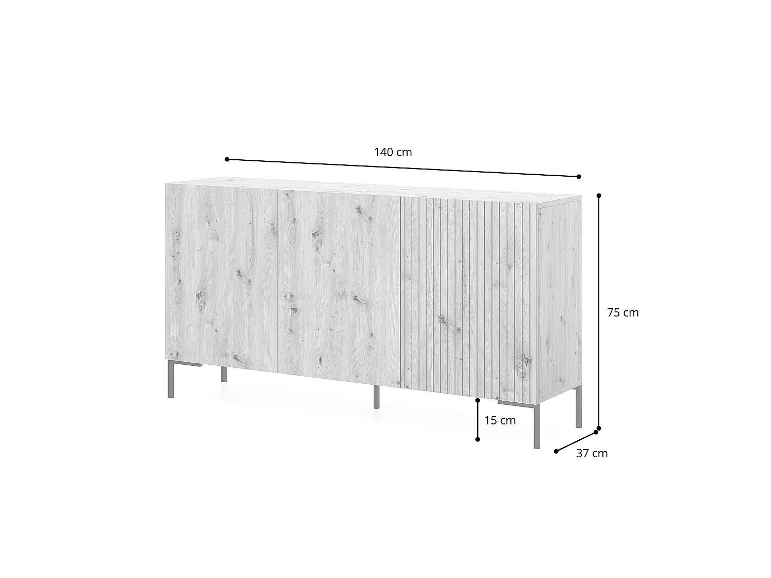 Commode à trois portes - 140 cm - taupe (gris-beige) -LAMMELO