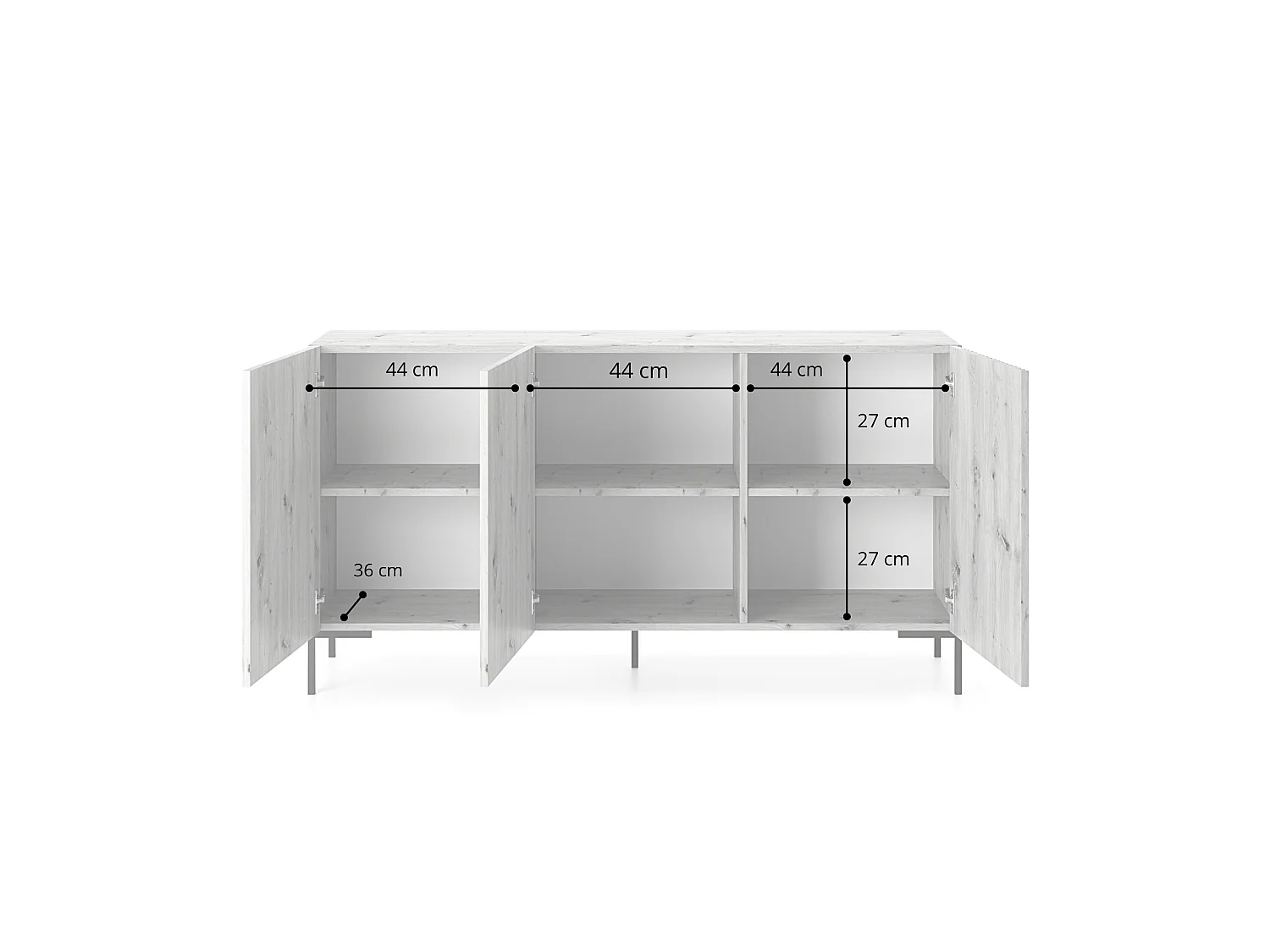 Commode à trois portes - 140 cm - taupe (gris-beige) -LAMMELO