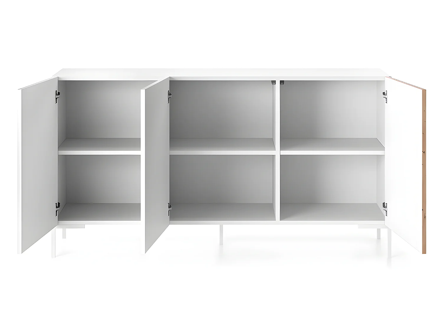 Commode à trois portes - 140 cm - blanc/lattes de chêne -