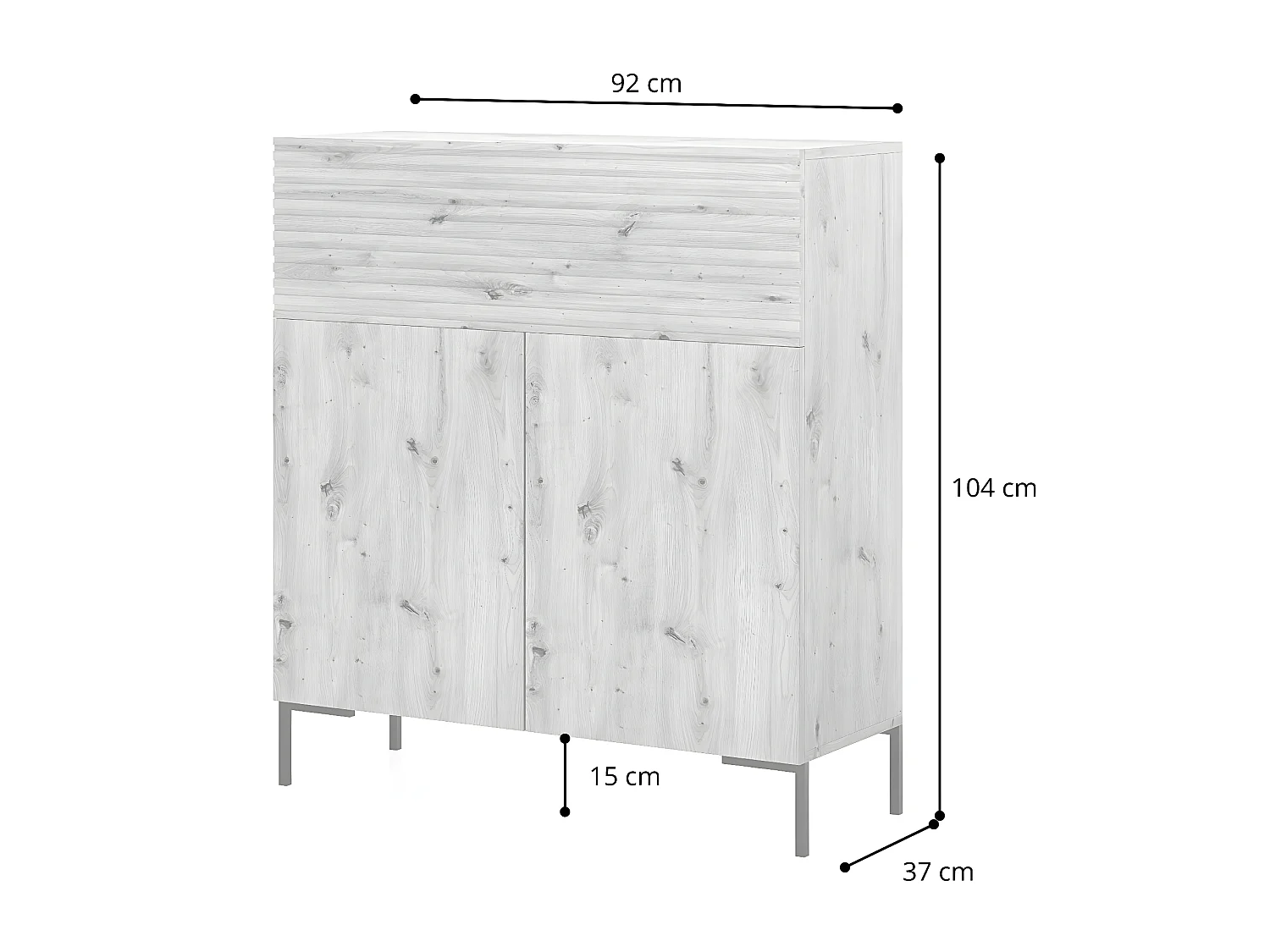 Kommode 92 cm hoch - Schwarz/Schwarze Lamellen - goldene Beine - Lammelo