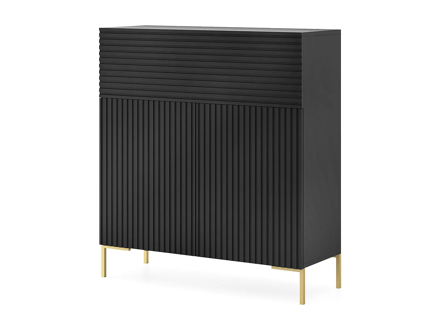 Commode de 92 cm de haut - lamelle noire - LAMMELO