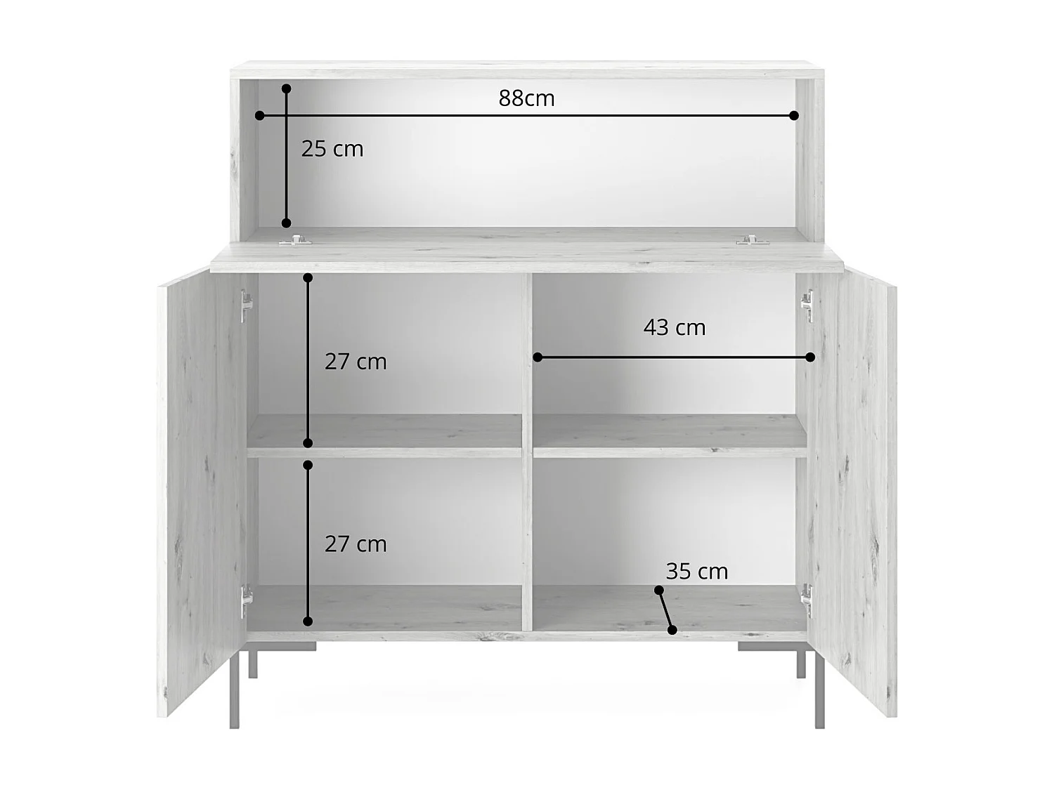 Commode de 92 cm de haut - lamelle noire - LAMMELO