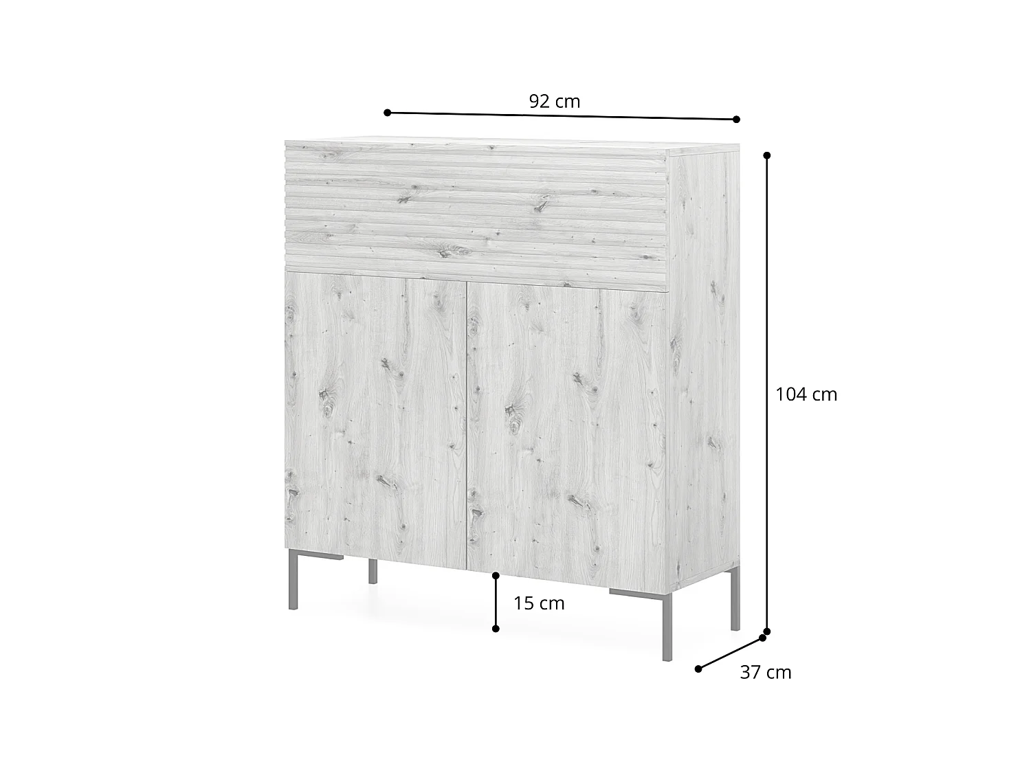 Kommode hoch - 92 cm - taupe (graubeige) - LAMMELO