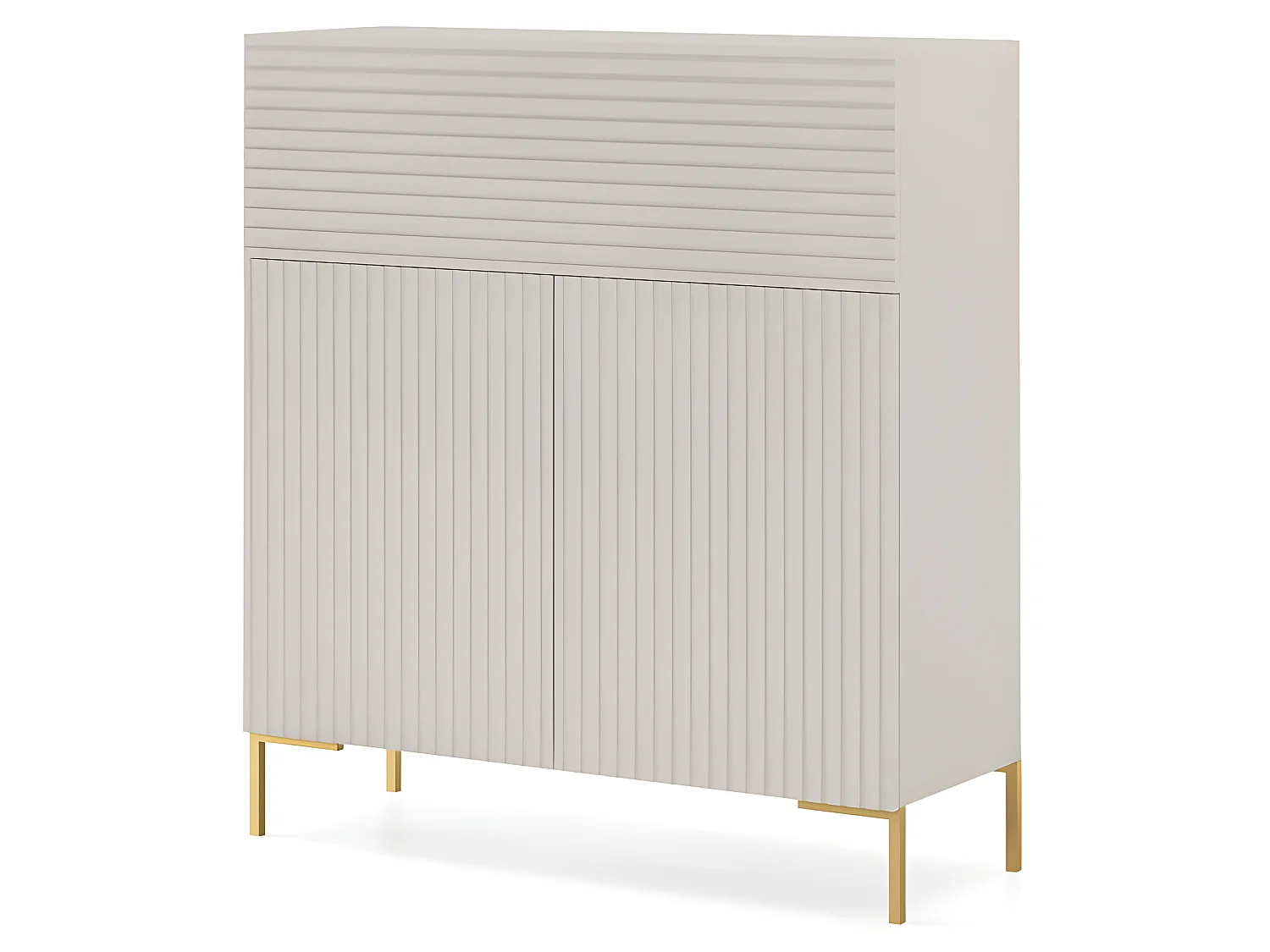 Cajonera alta - 92 cm - con patas doradas - taupe (gris-beige) - LAMMELO