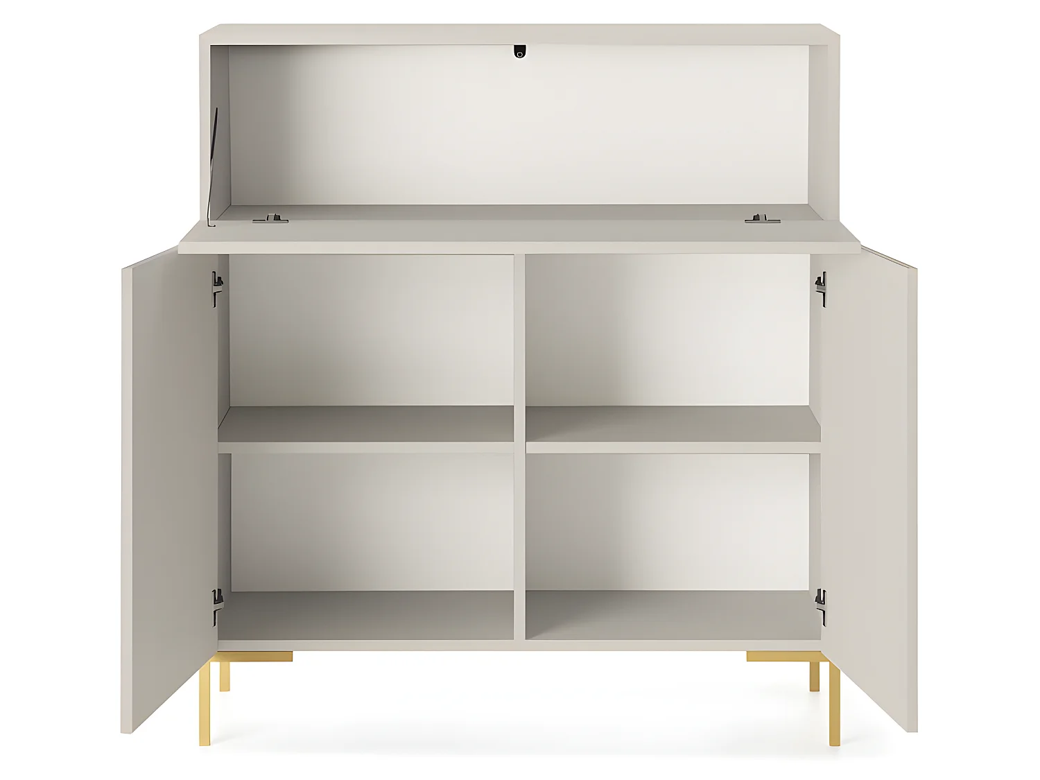 Cajonera alta - 92 cm - con patas doradas - taupe (gris-beige) - LAMMELO