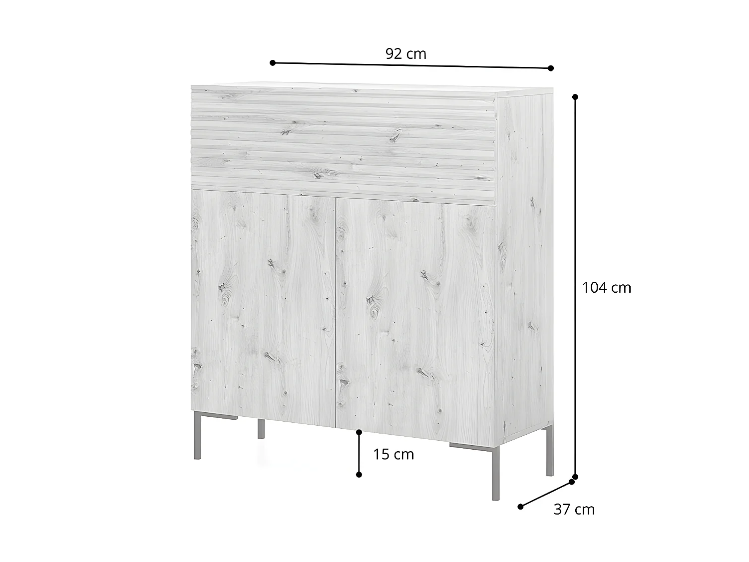 Commode de 92 cm de haut - noir/lattes de chêne - LAMMELO