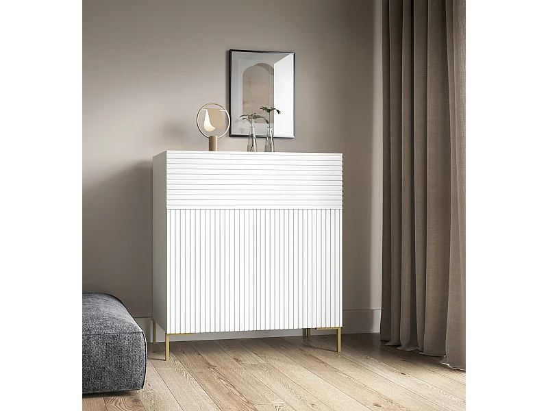 Cajonera alta 92 cm blanca con patas doradas - Lammelo