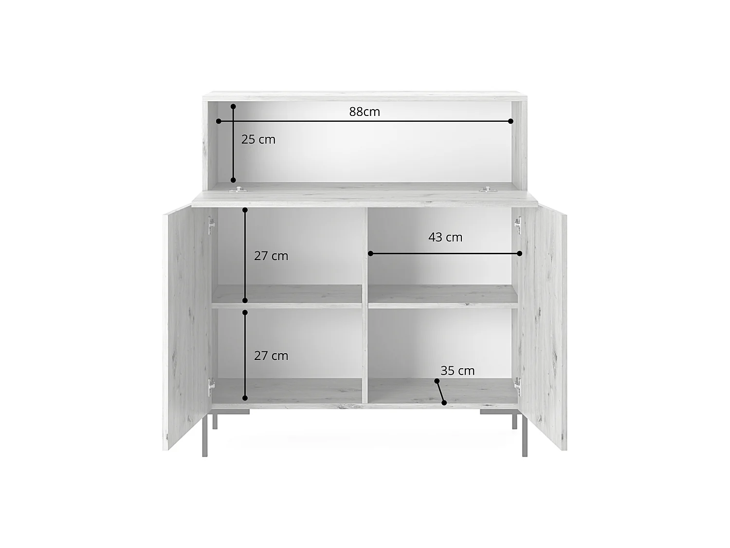 Cajonera alta 92 cm blanca con patas doradas - Lammelo