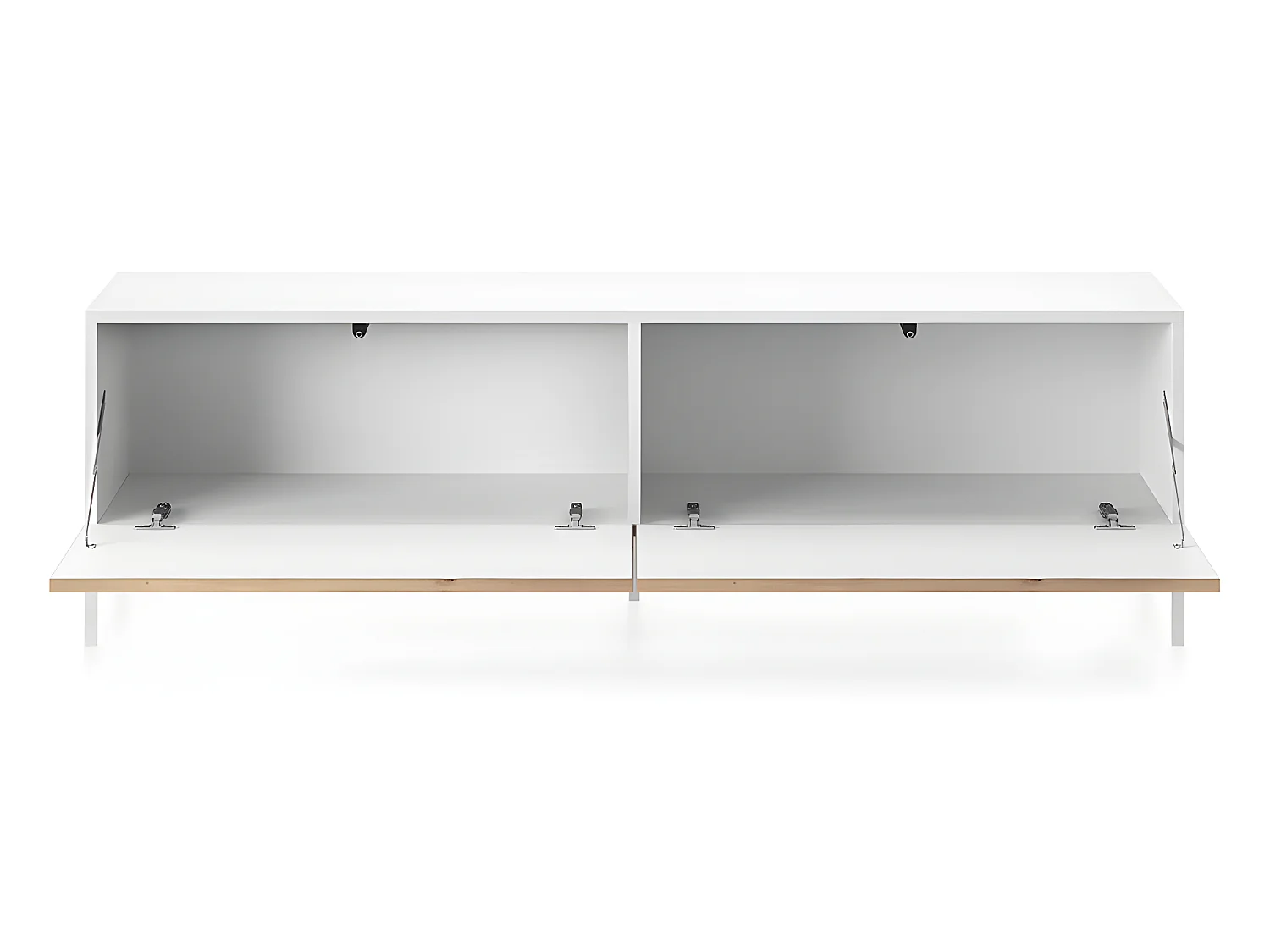 Mueble de TV -blanco / roble con frentes de listones - 140 cm - Lammelo