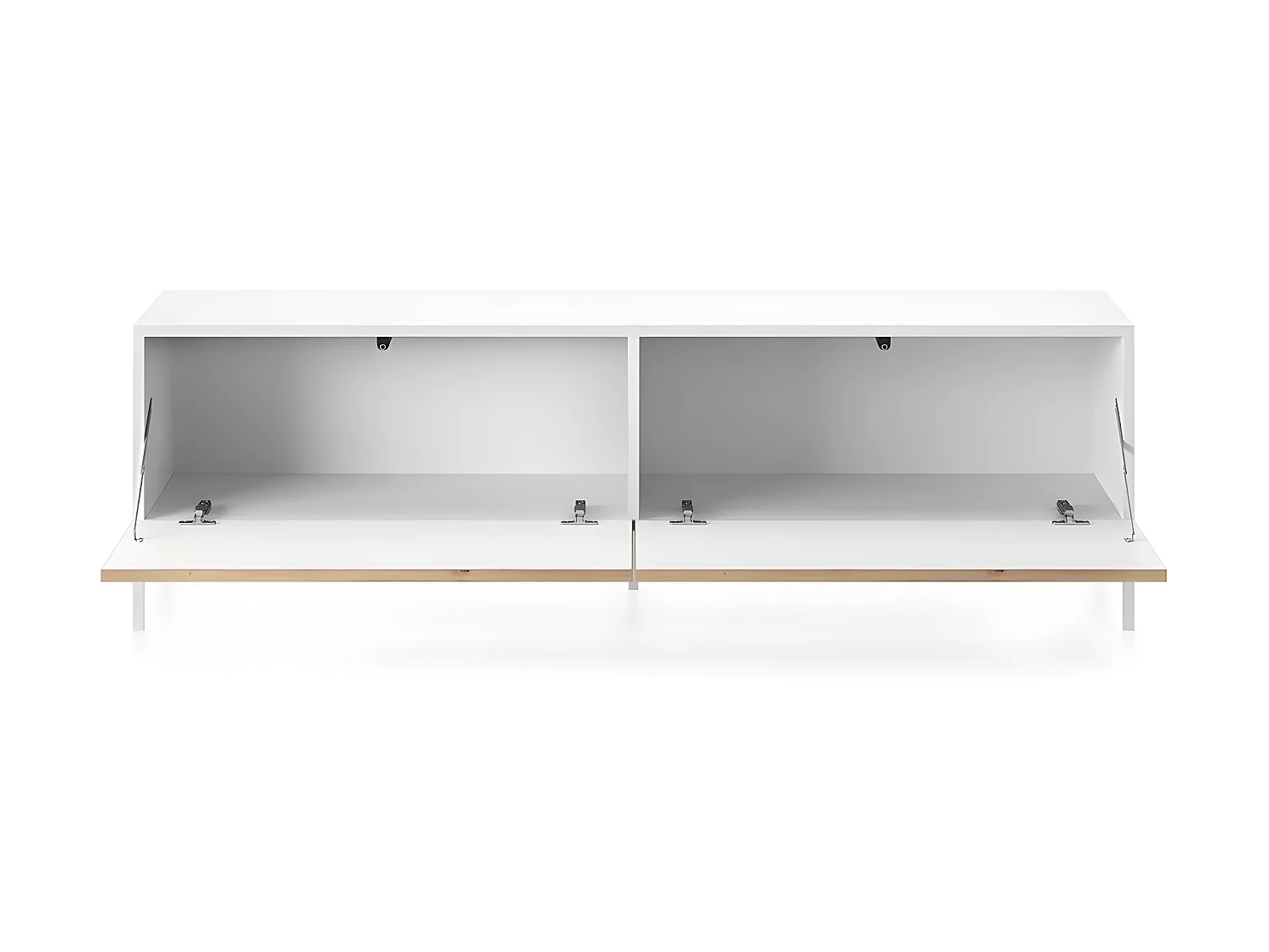 Mueble de TV -blanco / roble con frentes de listones - 140 cm - Lammelo